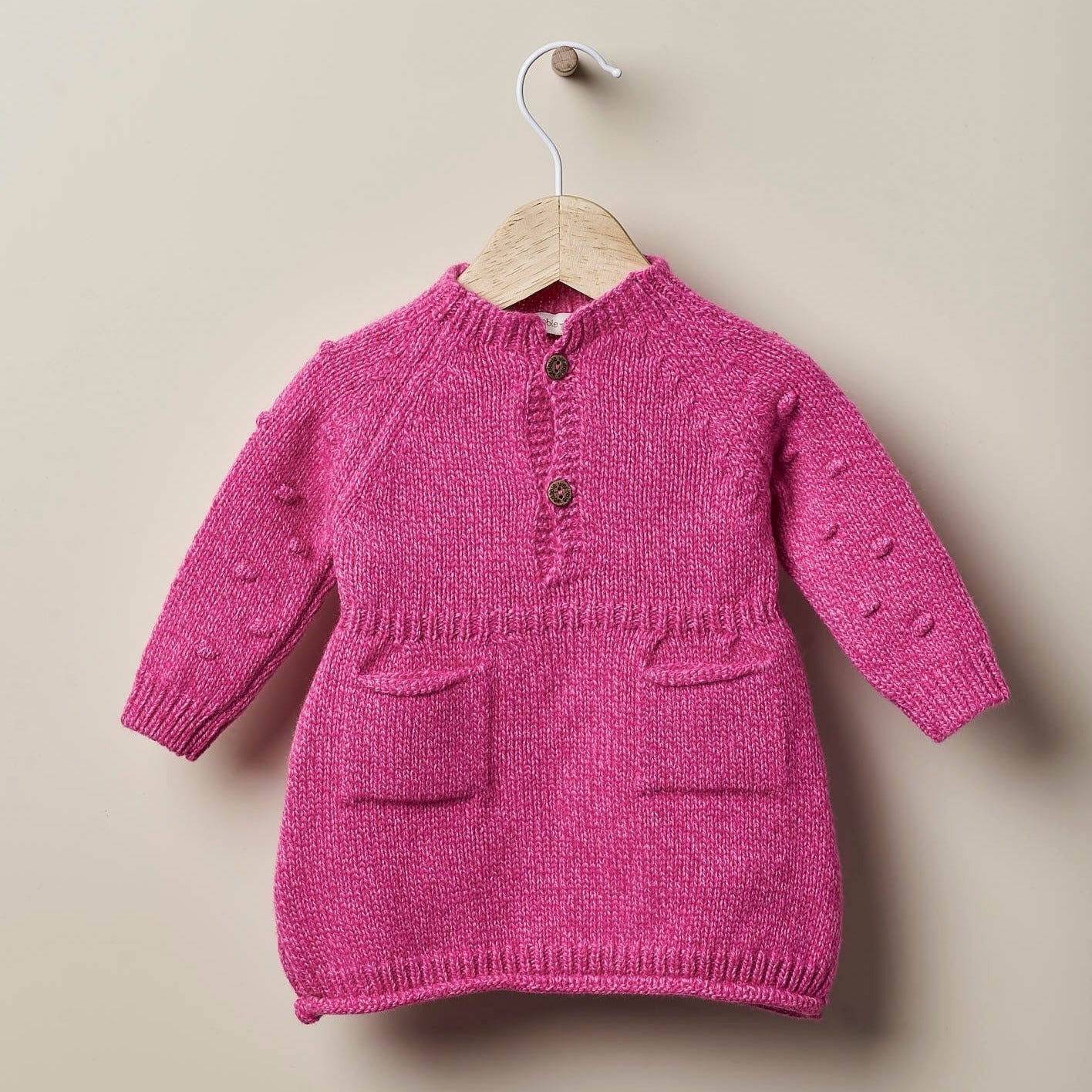 abito bimba fucsia invernale wedoble in lana e cashmere