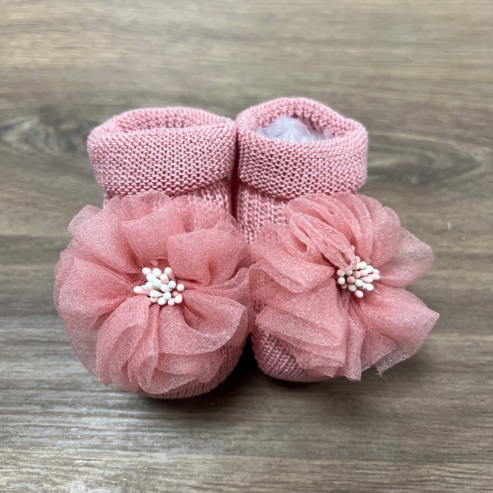 Scarpette rosa antico estive prima nascita in cotone