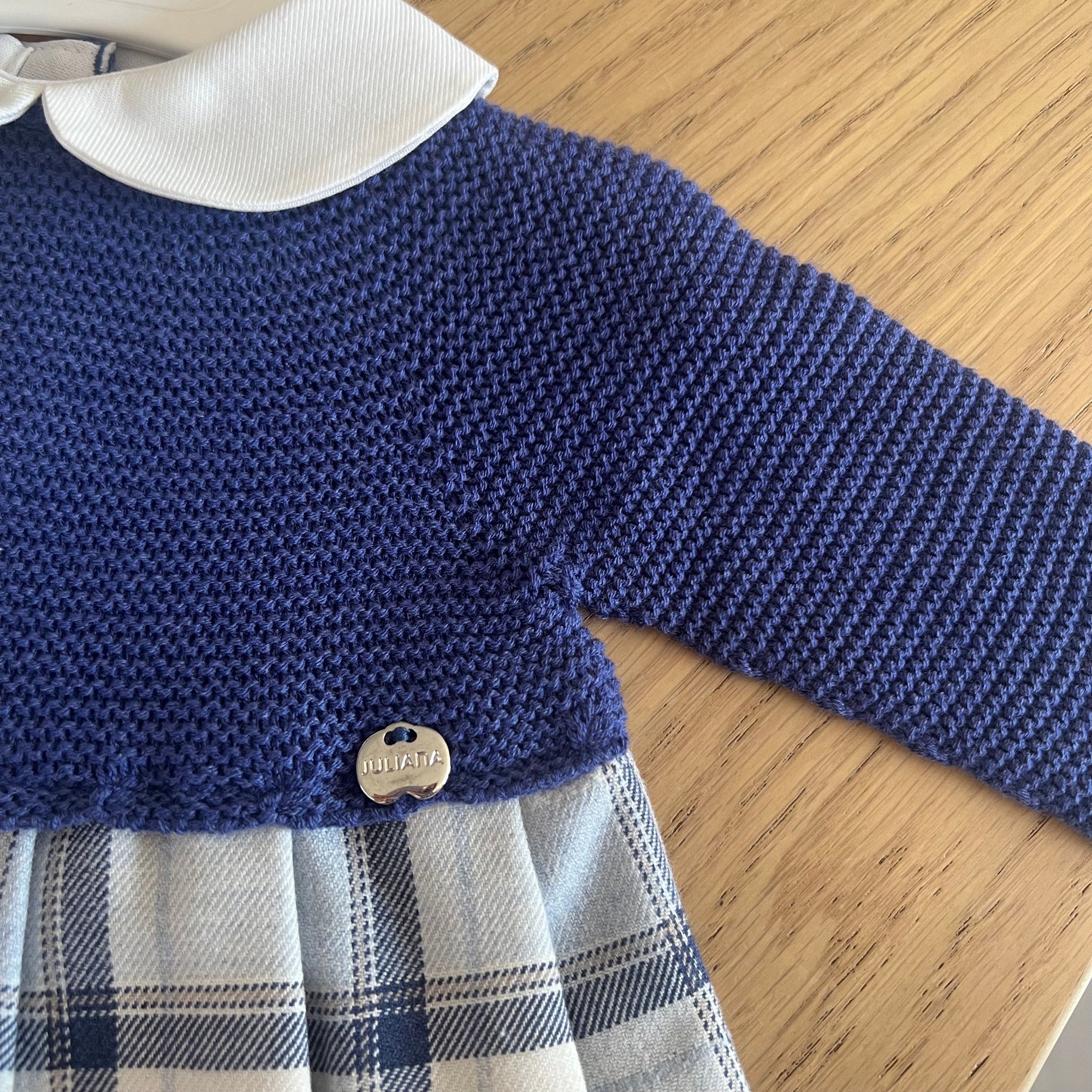 Vestitino blu scozzese 6 e 12 mesi - JULIANA