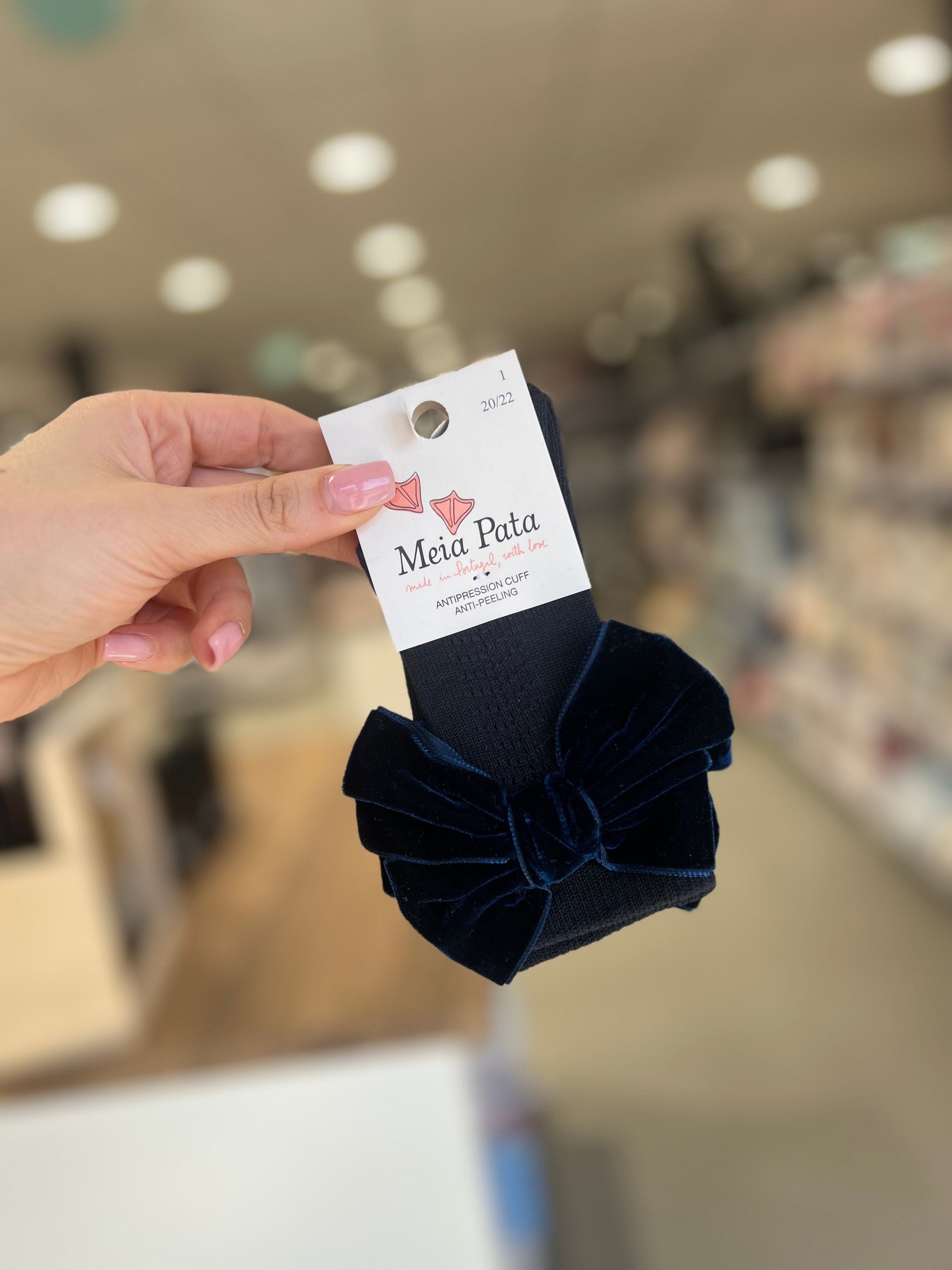 Calzini Blu con Fiocco in velluto  - MEIA PATA