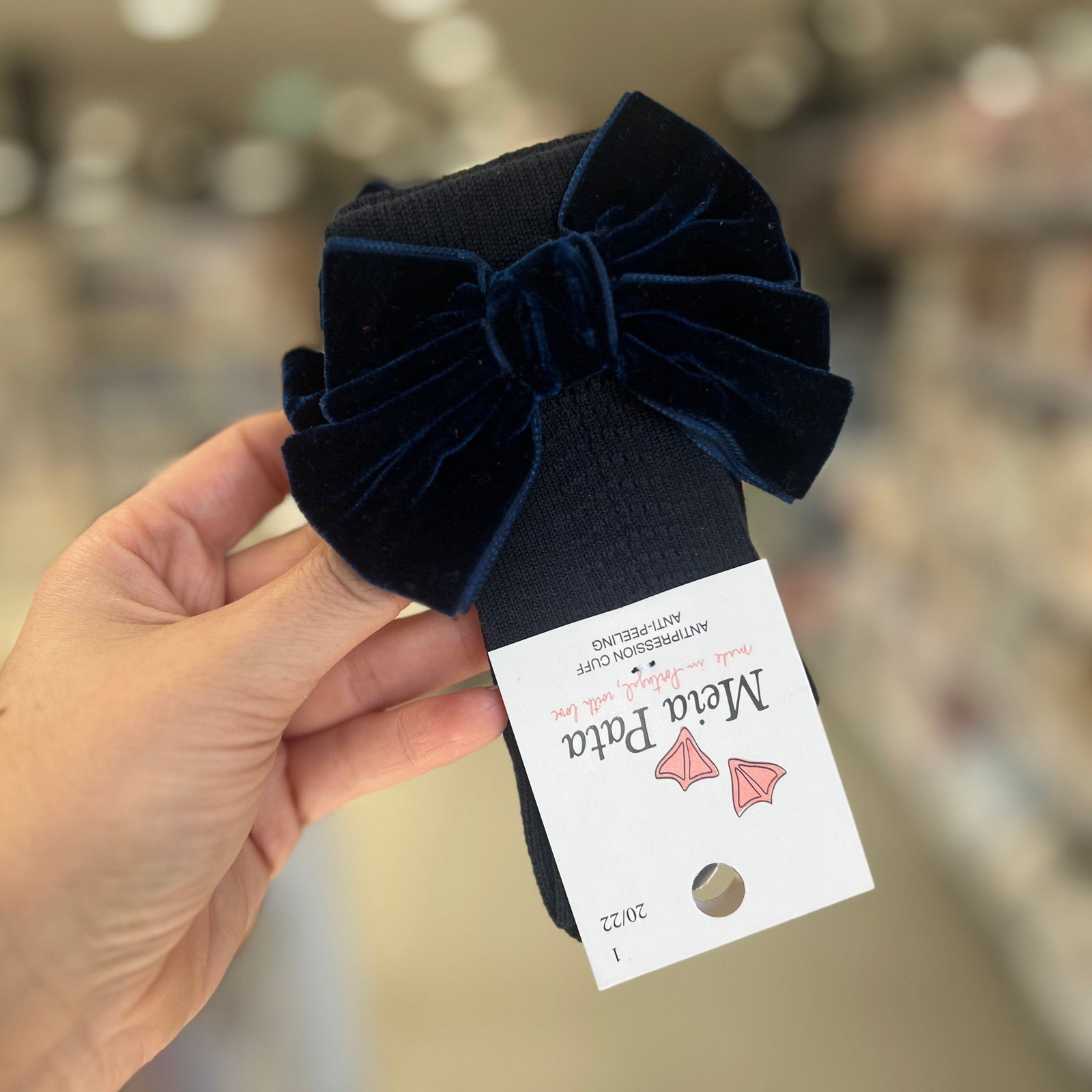 Calzini Blu con Fiocco in velluto  - MEIA PATA
