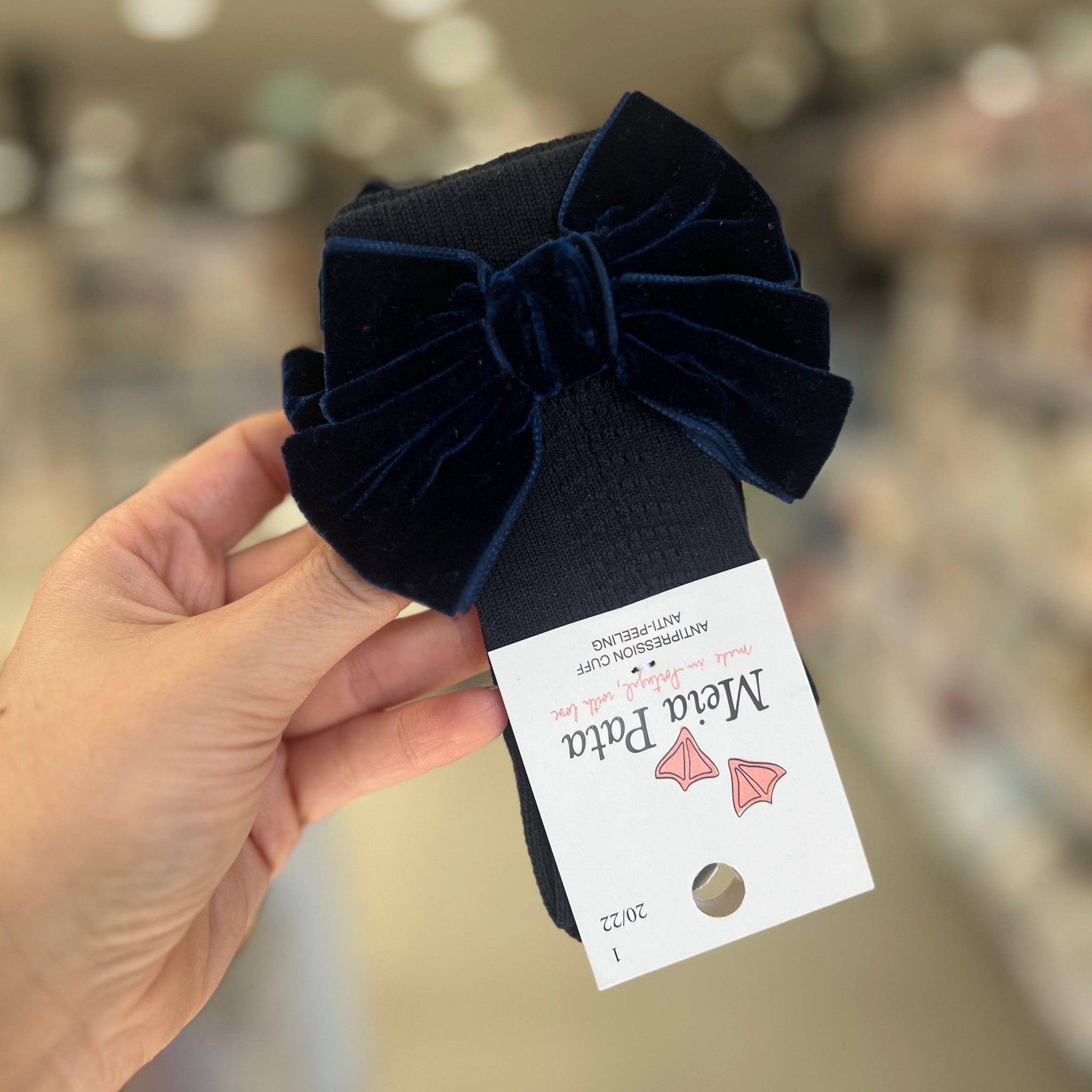 Calzini Blu con Fiocco in velluto  - MEIA PATA