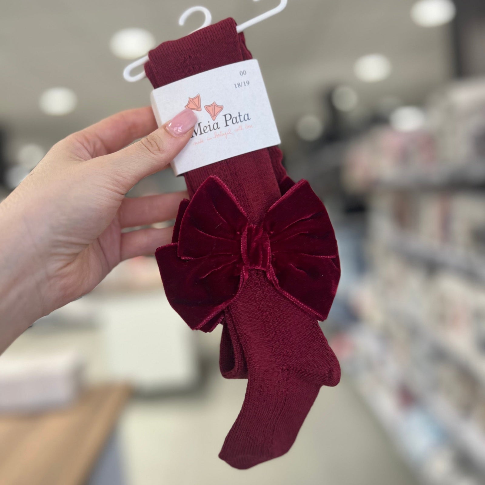 Collant Bordeaux con Fiocco in velluto  - MEIA PATA