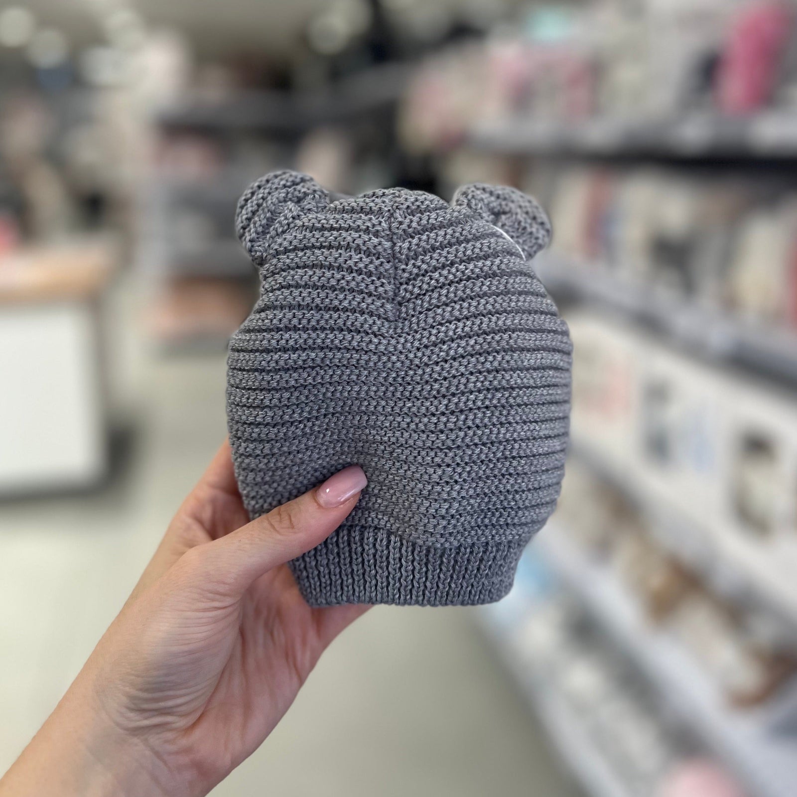 Cappellino neonato in maglia - Grigio