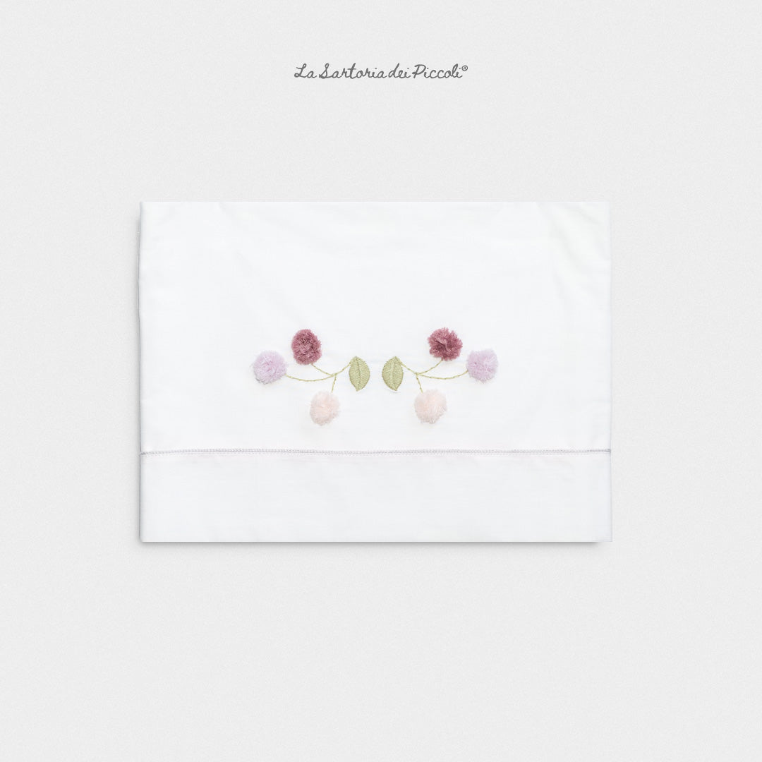 Lenzuolino con Fiori Ricamati - La Sartoria Dei Piccoli