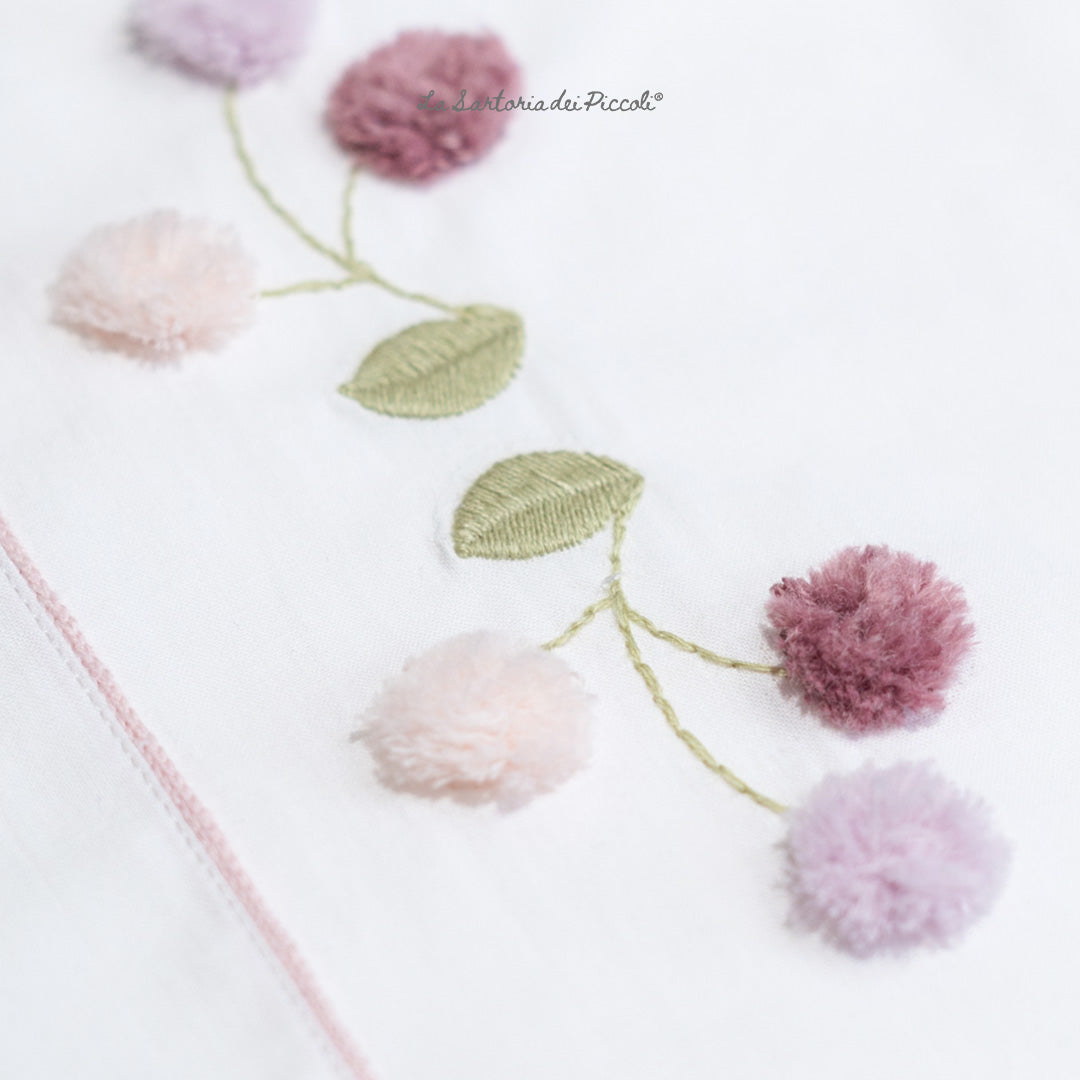Lenzuolino con Fiori Ricamati - La Sartoria Dei Piccoli