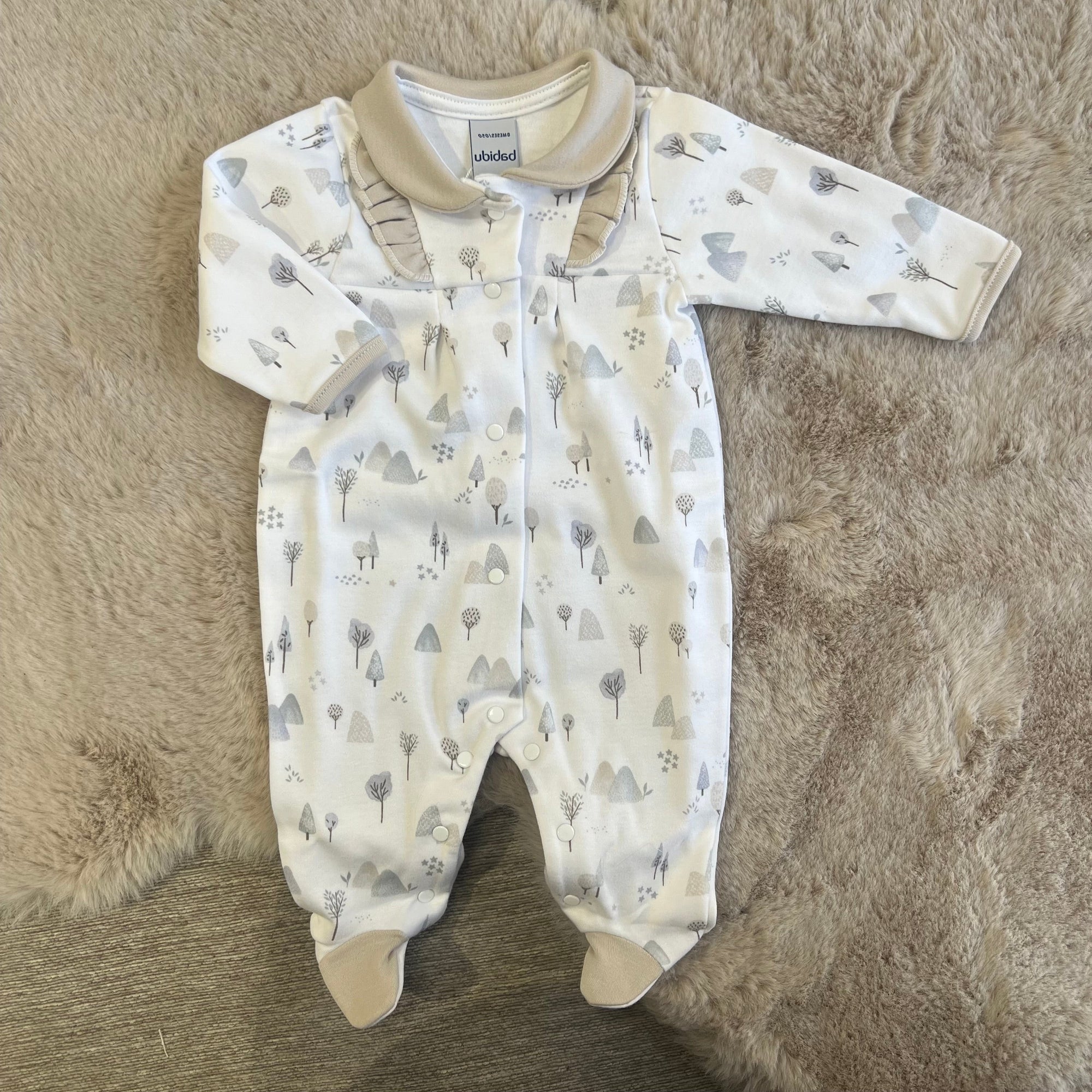 Pigiama in caldo cotone invernale beige 0 e 9 Mesi - Babidu