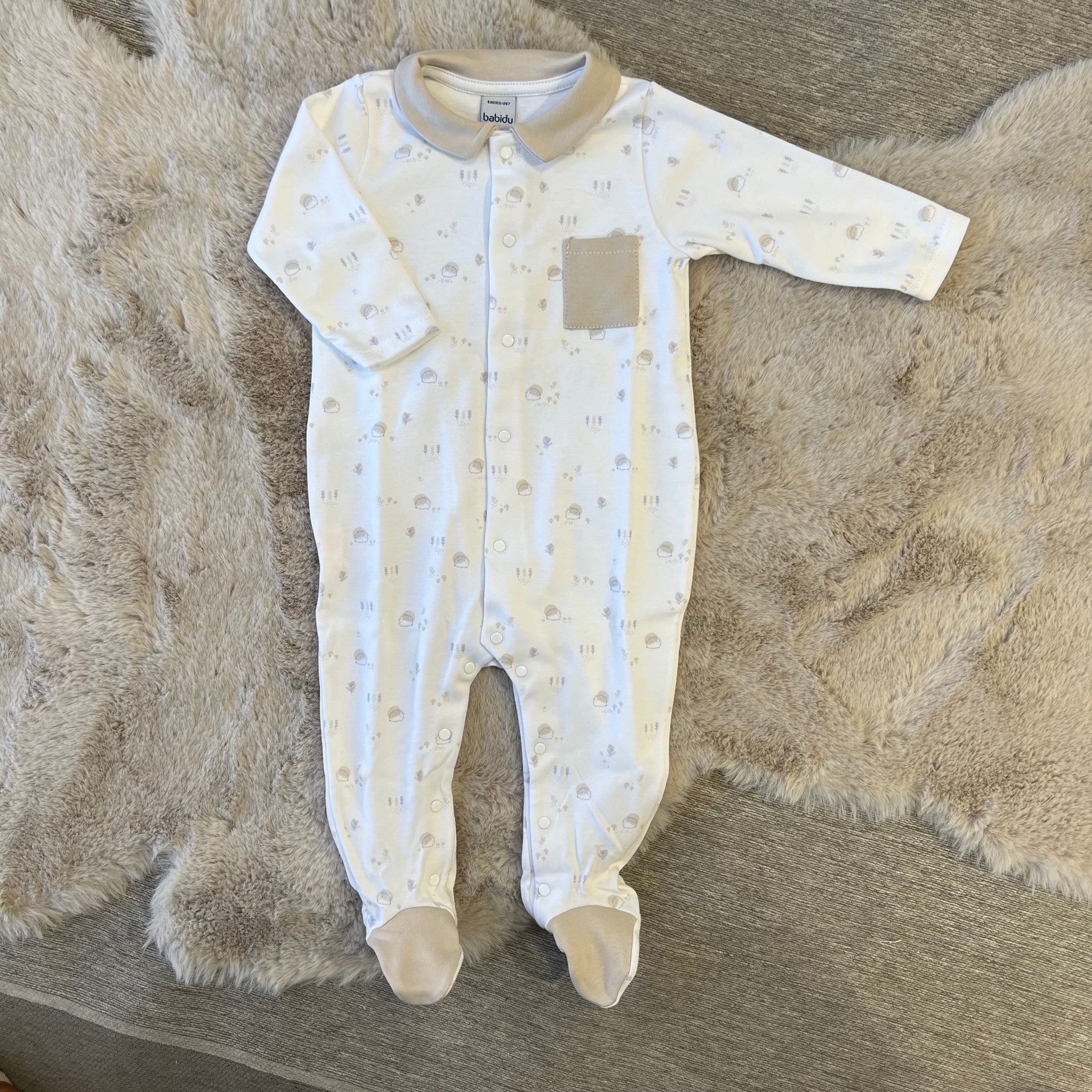Pigiama in caldo cotone invernale beige 0 e 9 Mesi - Babidu
