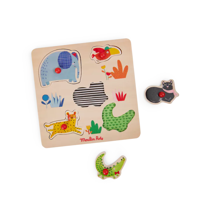 Puzzle in legno con 5 animali - Moulin Roty