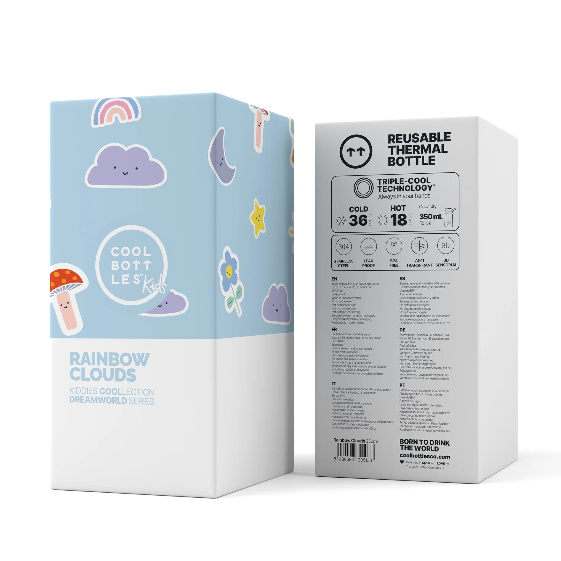 Borraccia Rainbow Clouds 350ml - Cool Bottles
