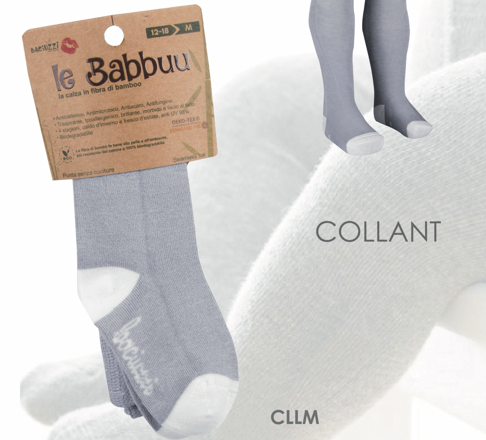 Collant in fibra di Bamboo Grigio — Dalla 6/12 mesi alla 18/24 mesi