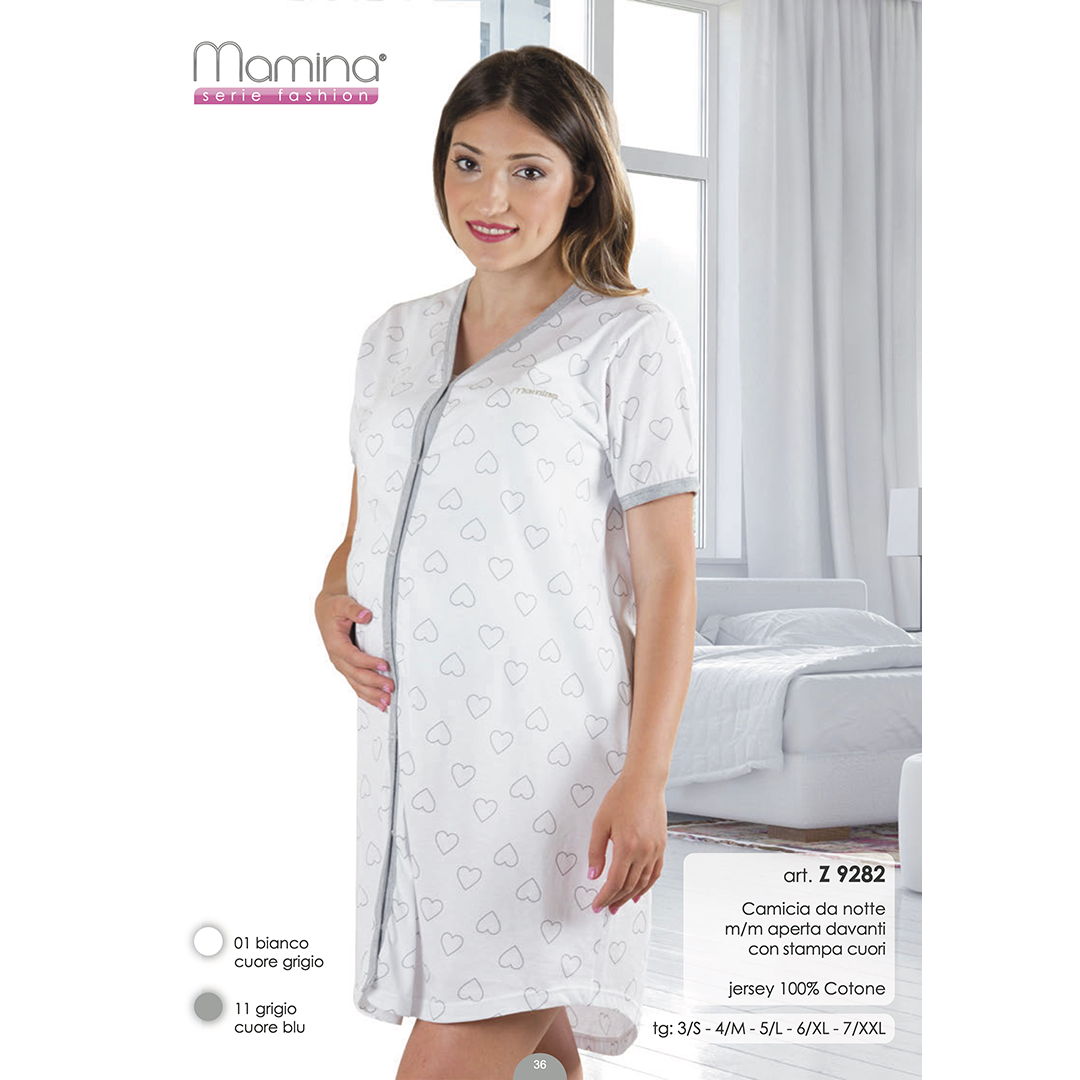 Camicia Clinica con apertura frontale con stampa a cuori dalla S alla XL MAMINA