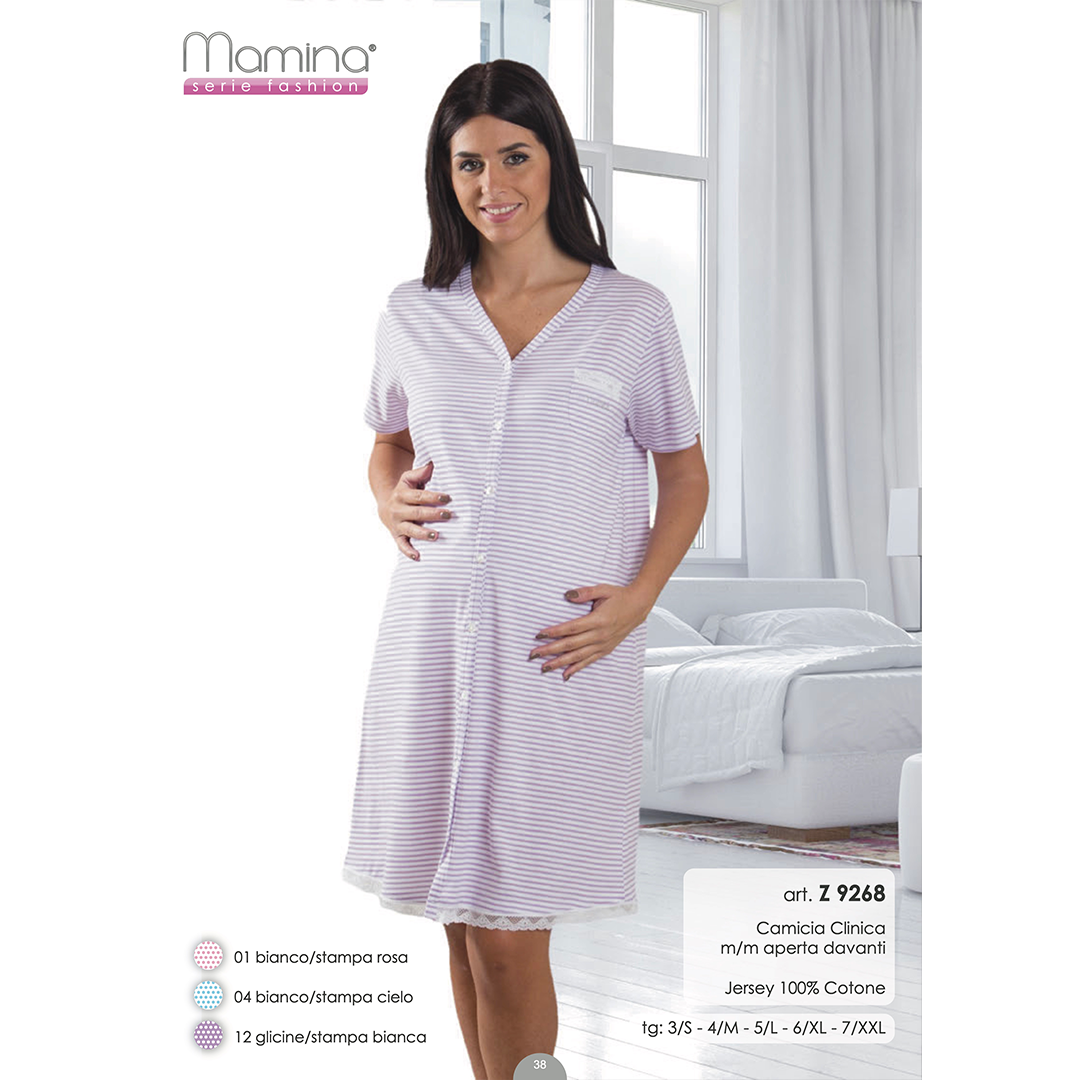 Camicia Clinica con apertura frontale e righe viola dalla M alla L - MAMINA