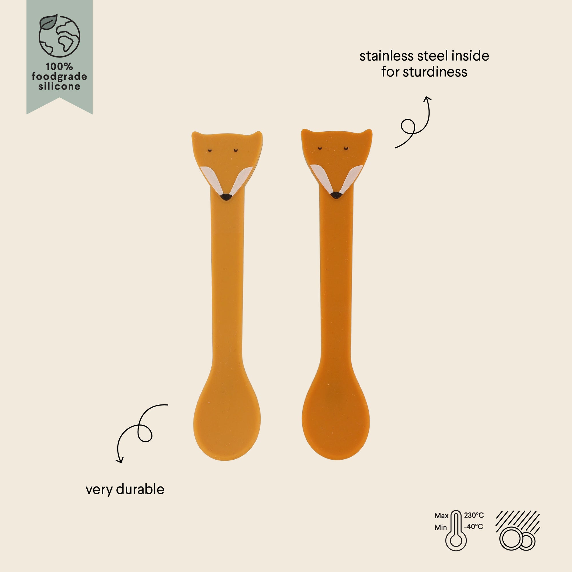 Set 2 Cucchiai in Silicone Mr. Fox - Trixie