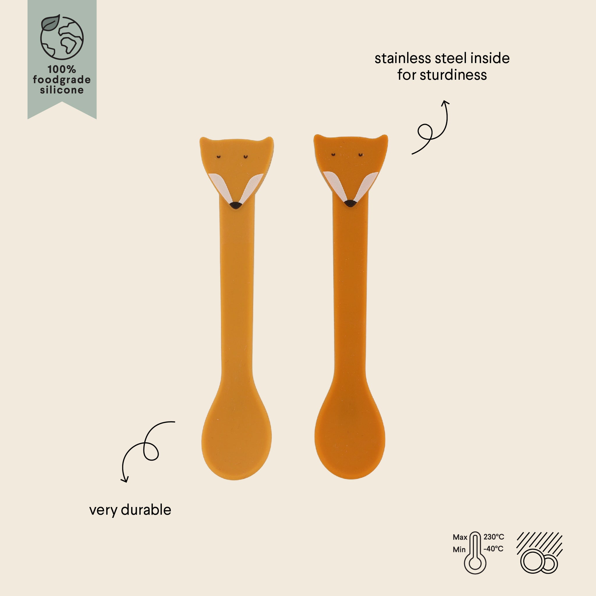 Set 2 Cucchiai in Silicone Mr. Fox - Trixie