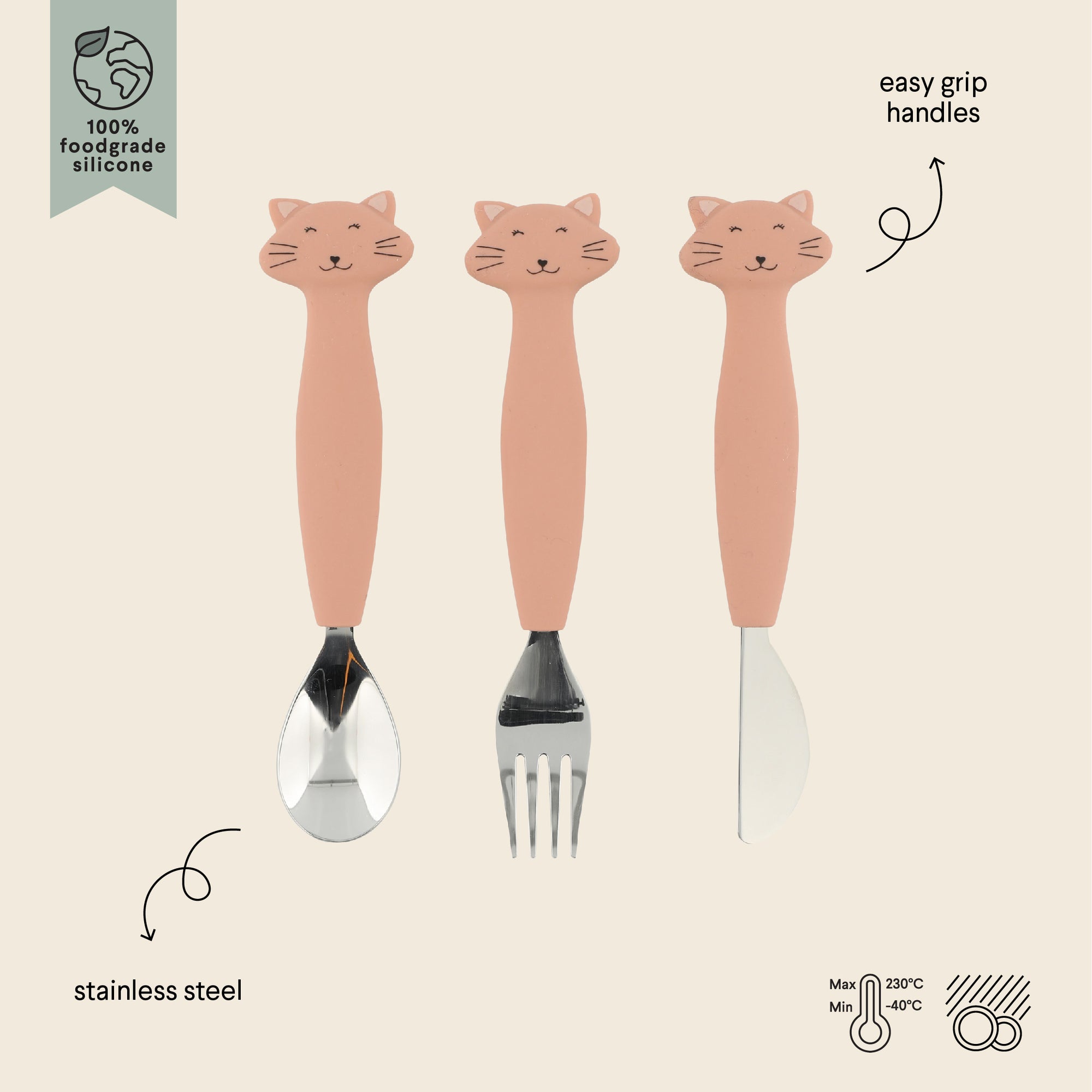 Set di posate in silicone confezione da 3 - Mrs. Cat - Trixie