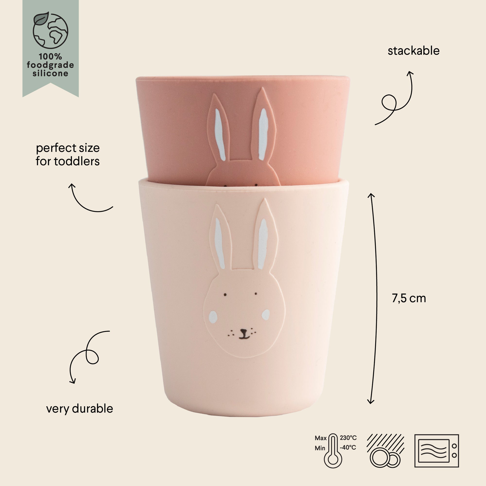 Set 2 Bicchieri in Silicone Mrs. Rabbit - Trixie