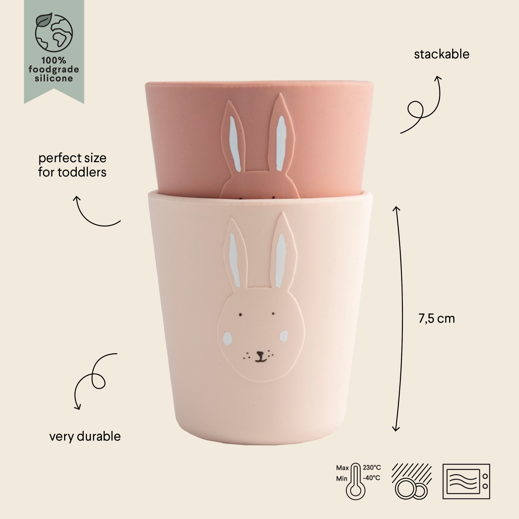 Set 2 Bicchieri in Silicone Mrs. Rabbit - Trixie