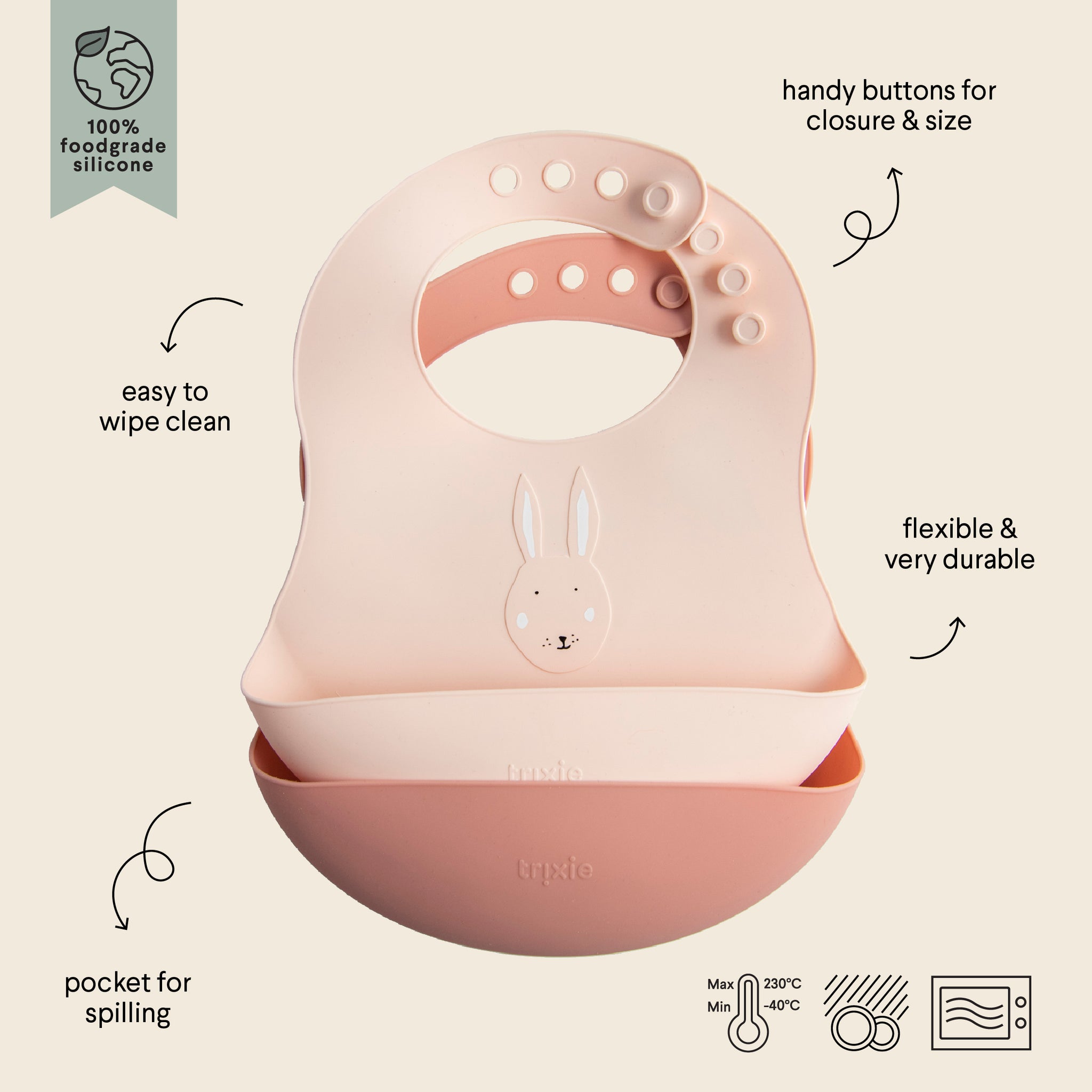 Bavaglino in silicone confezione da 2 Coniglio - Trixie