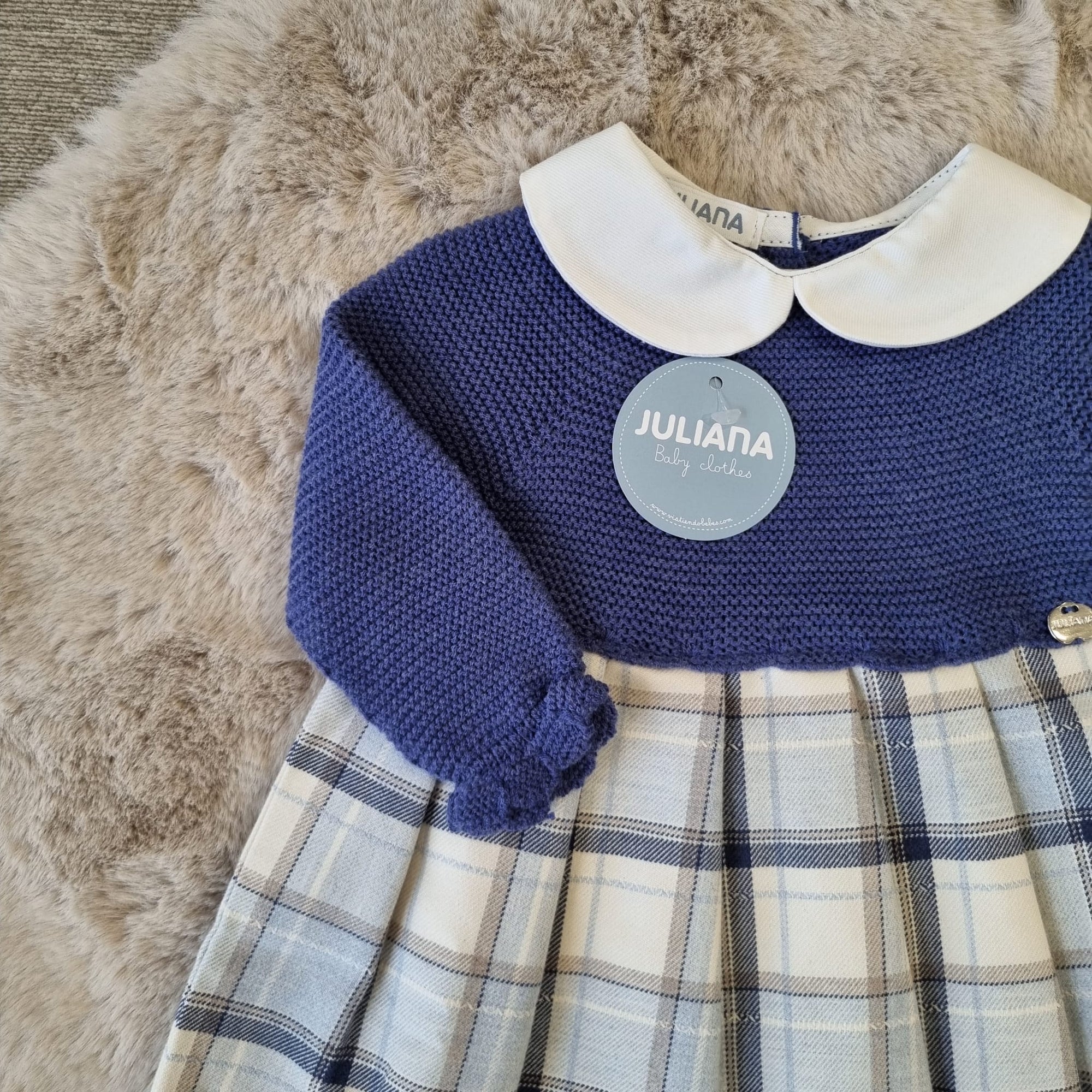 Vestitino blu scozzese 6 e 12 mesi - JULIANA