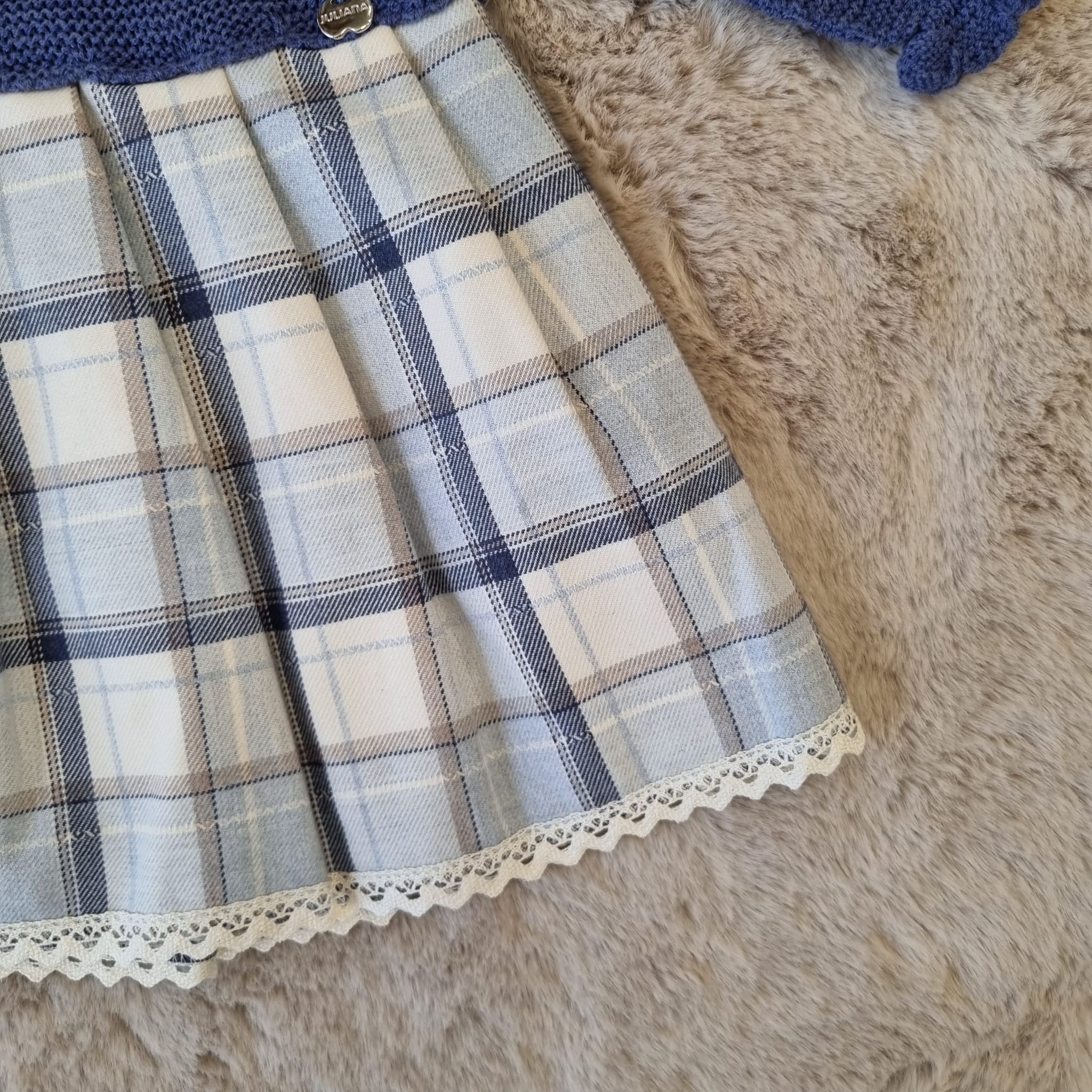 Vestitino blu scozzese 6 e 12 mesi - JULIANA