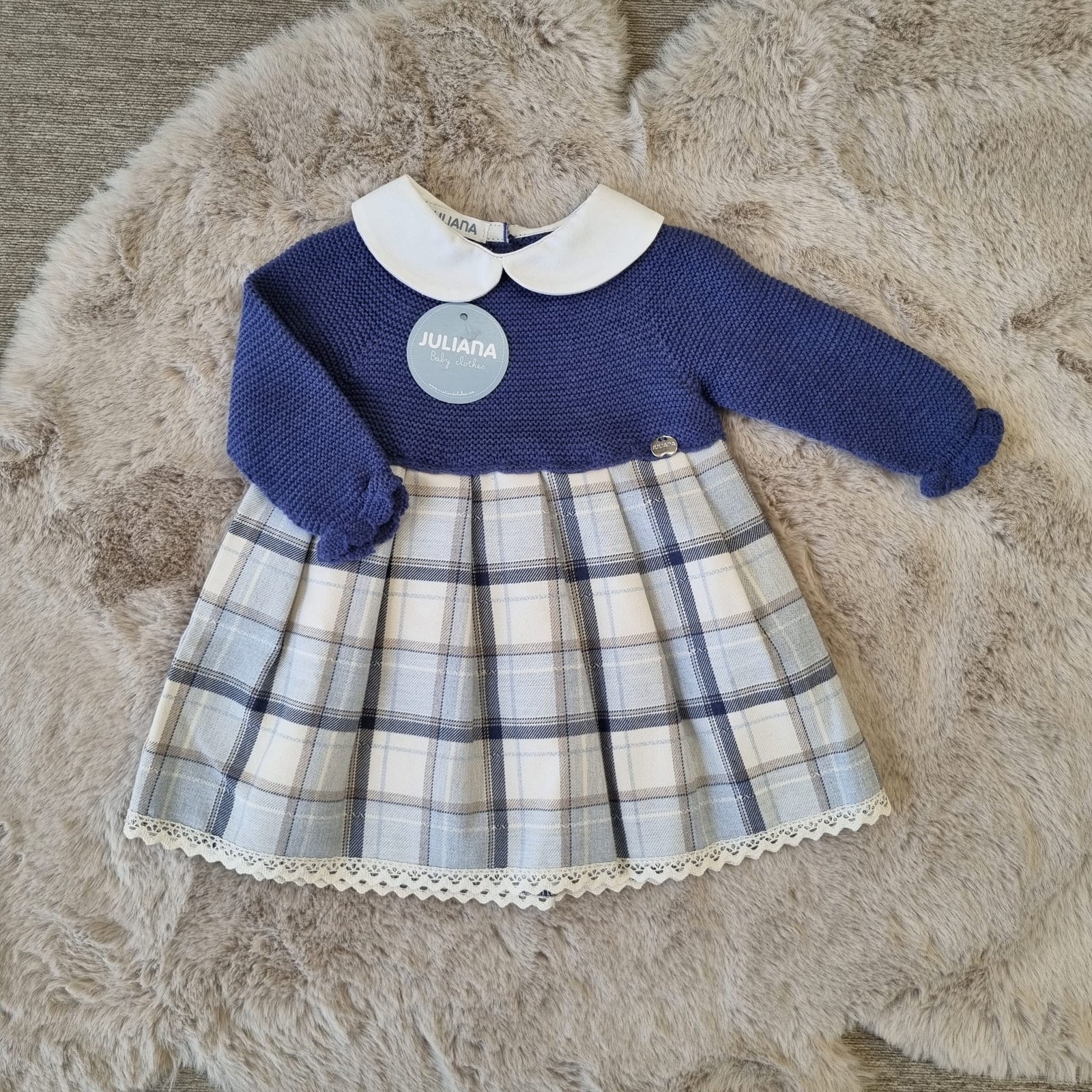 Vestitino blu scozzese 6 e 12 mesi - JULIANA
