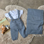 salopette in filo di cotone azzurro polvere - Wedoble