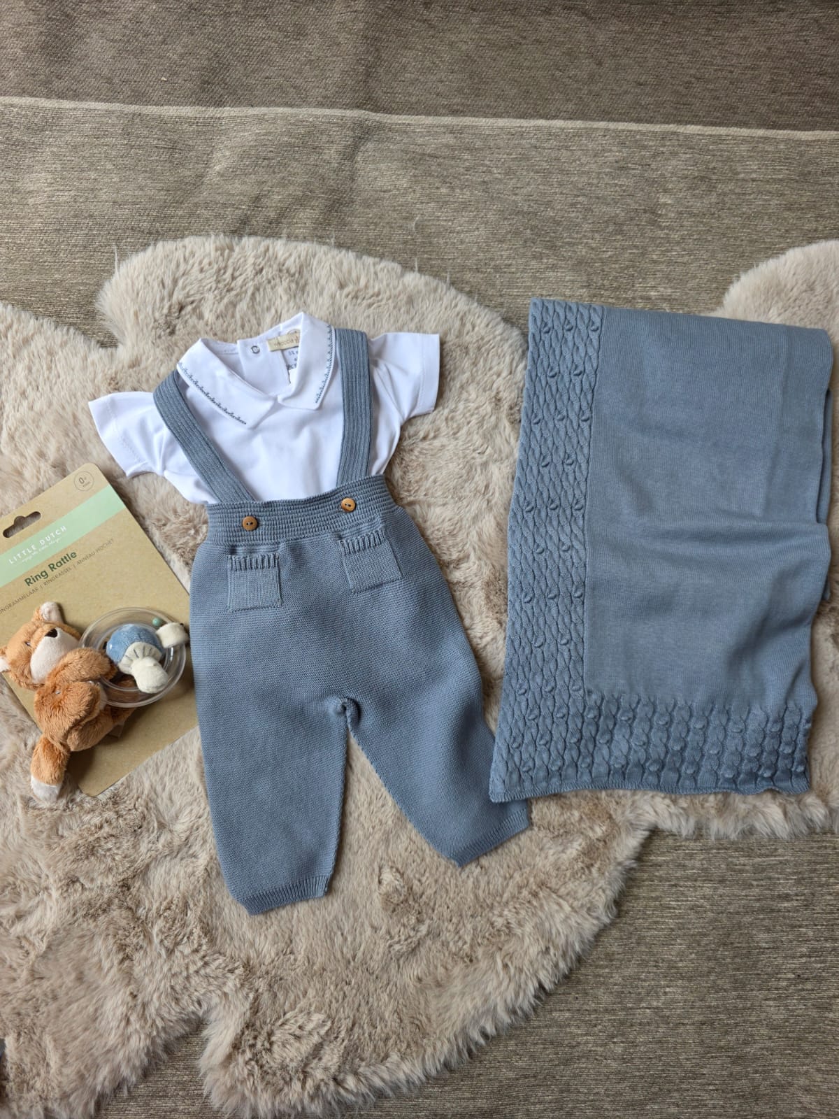 salopette in filo di cotone azzurro polvere - Wedoble