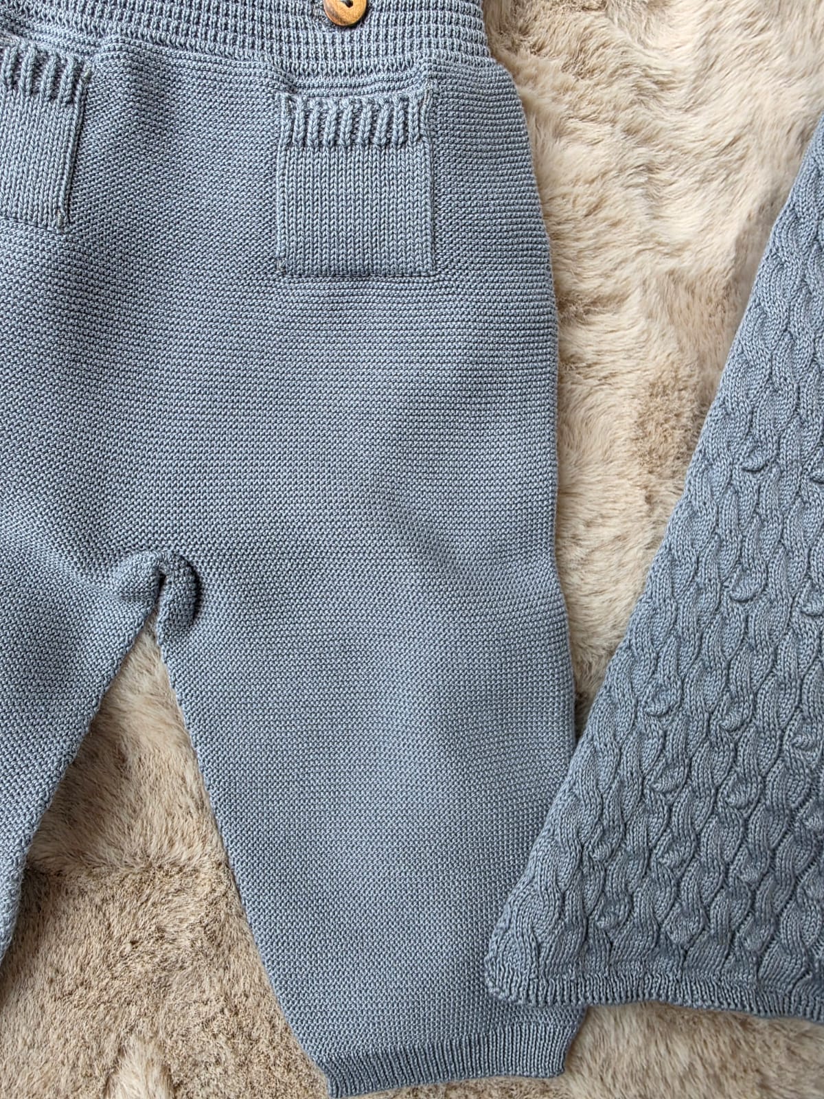 salopette in filo di cotone azzurro polvere - Wedoble