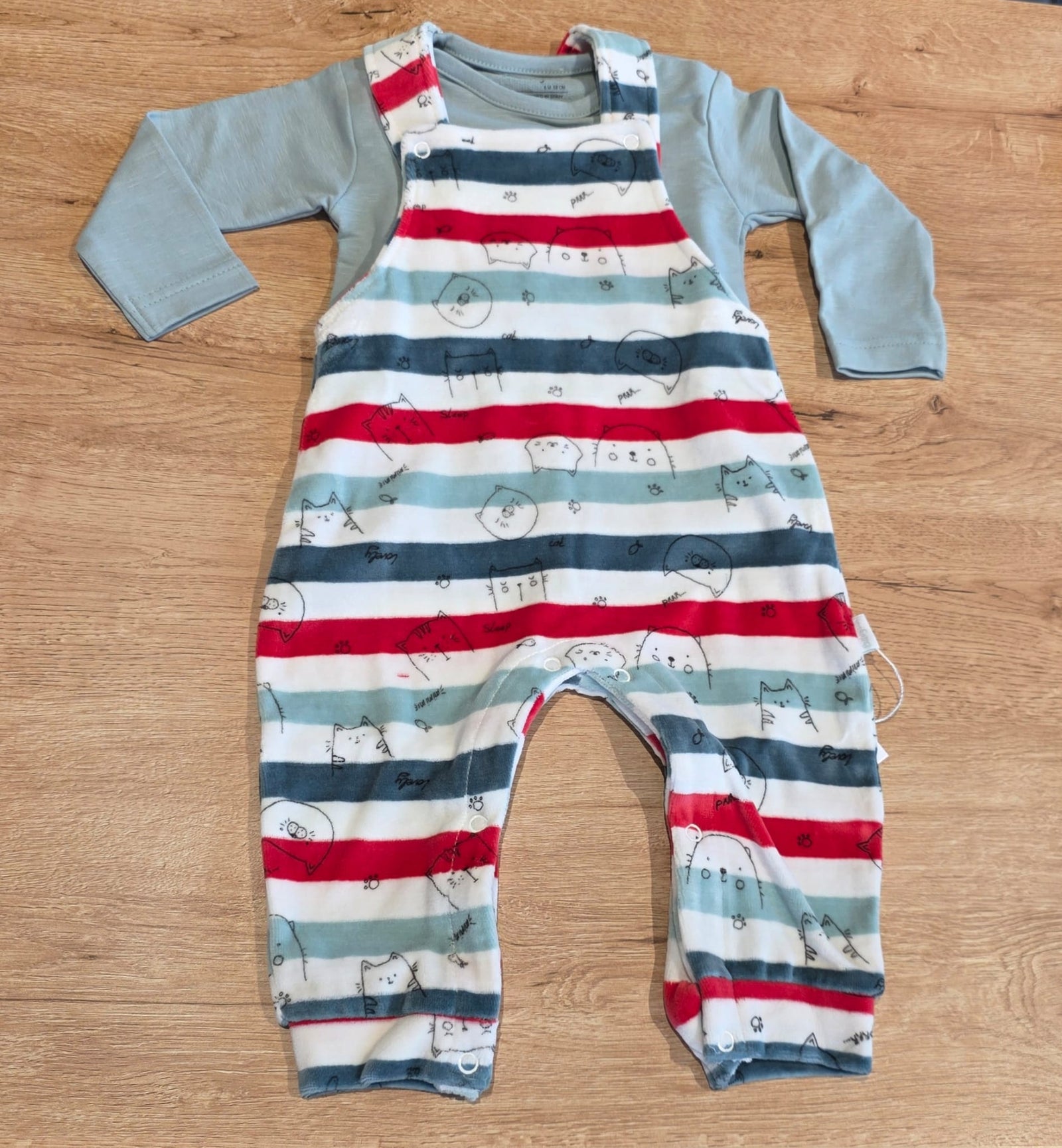 Salopette ciniglia rossa e azzurro - Babybol