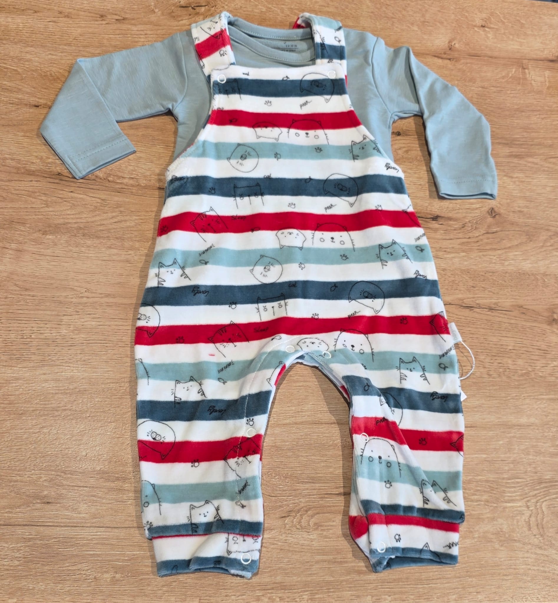 Salopette ciniglia rossa e azzurro - Babybol