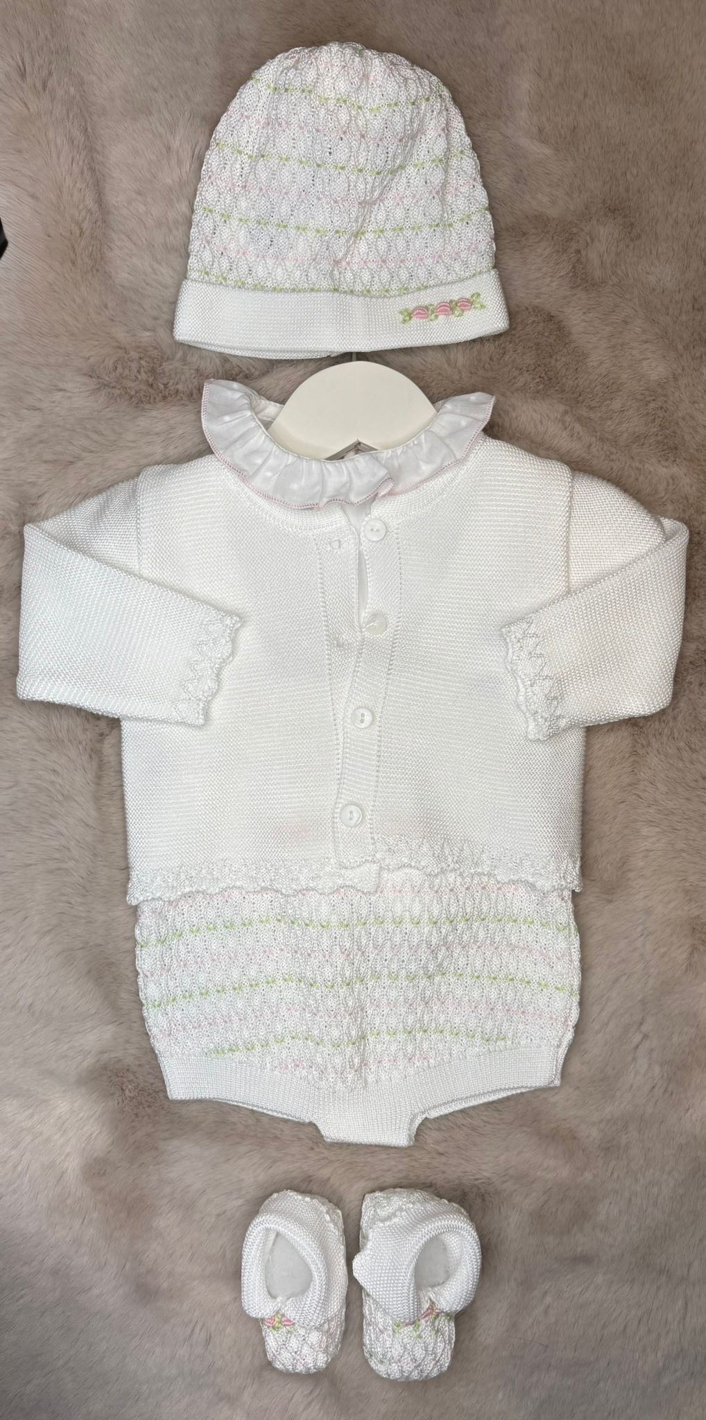 Completo 3Pz con cardigan, scarpette e cappellino - Marlù