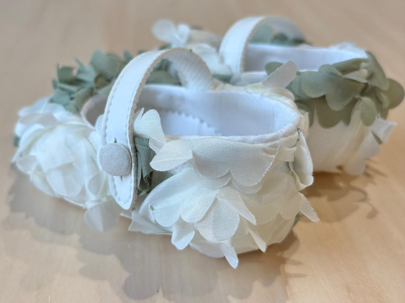 Ballerine Cerimonia con fiori col verde e bianco - Marlù