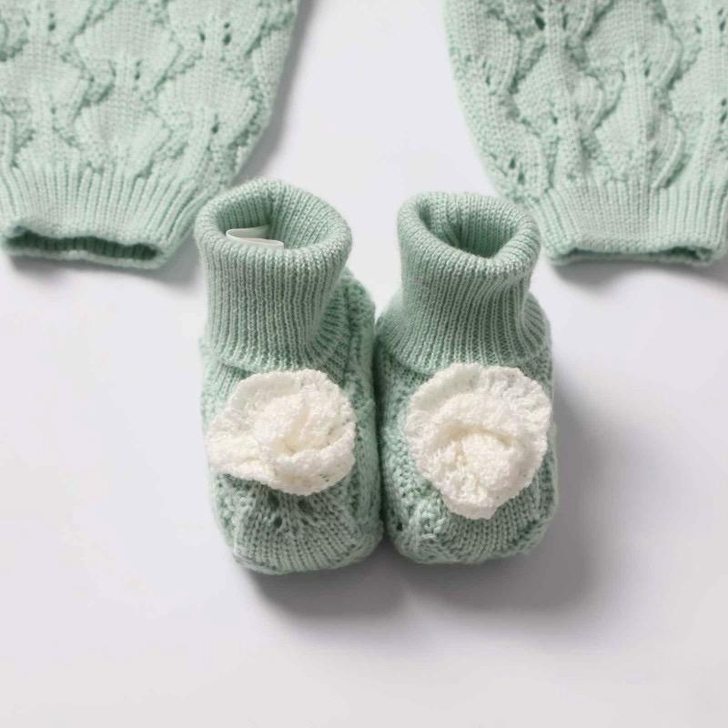 Set Nascita in Pura Lana Verde salvia - Marlù