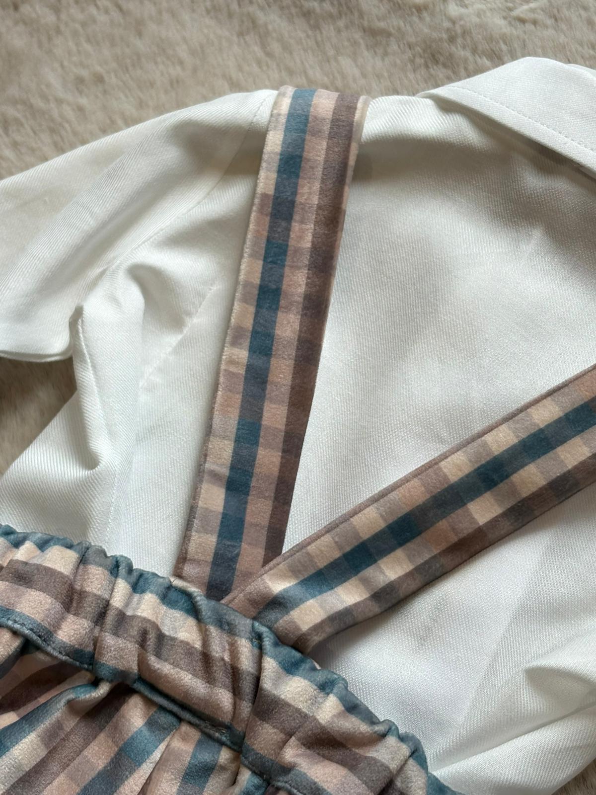 Completo Cerimonia con camicia e pantalone a quadri con bretelle - La Sartoria dei Piccoli