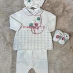 Set 4Pz in filo con roselline e fiocchetto - Marlù