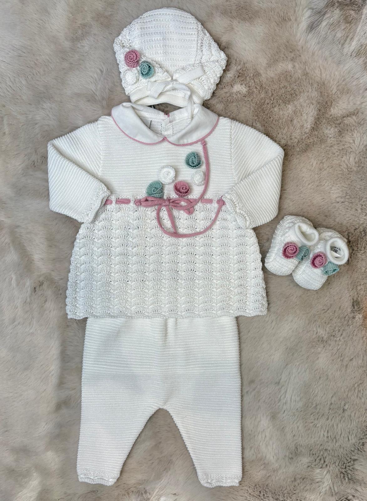 Set 4Pz in filo con roselline e fiocchetto - Marlù
