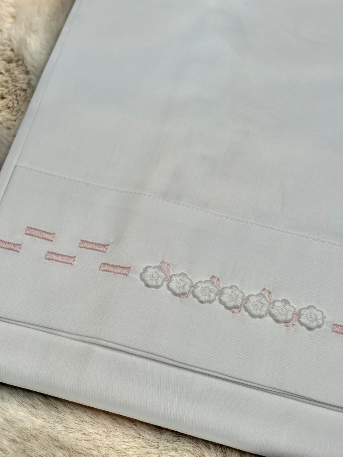 Set 3Pz Lenzuolino con ricamo rosa - Marlù