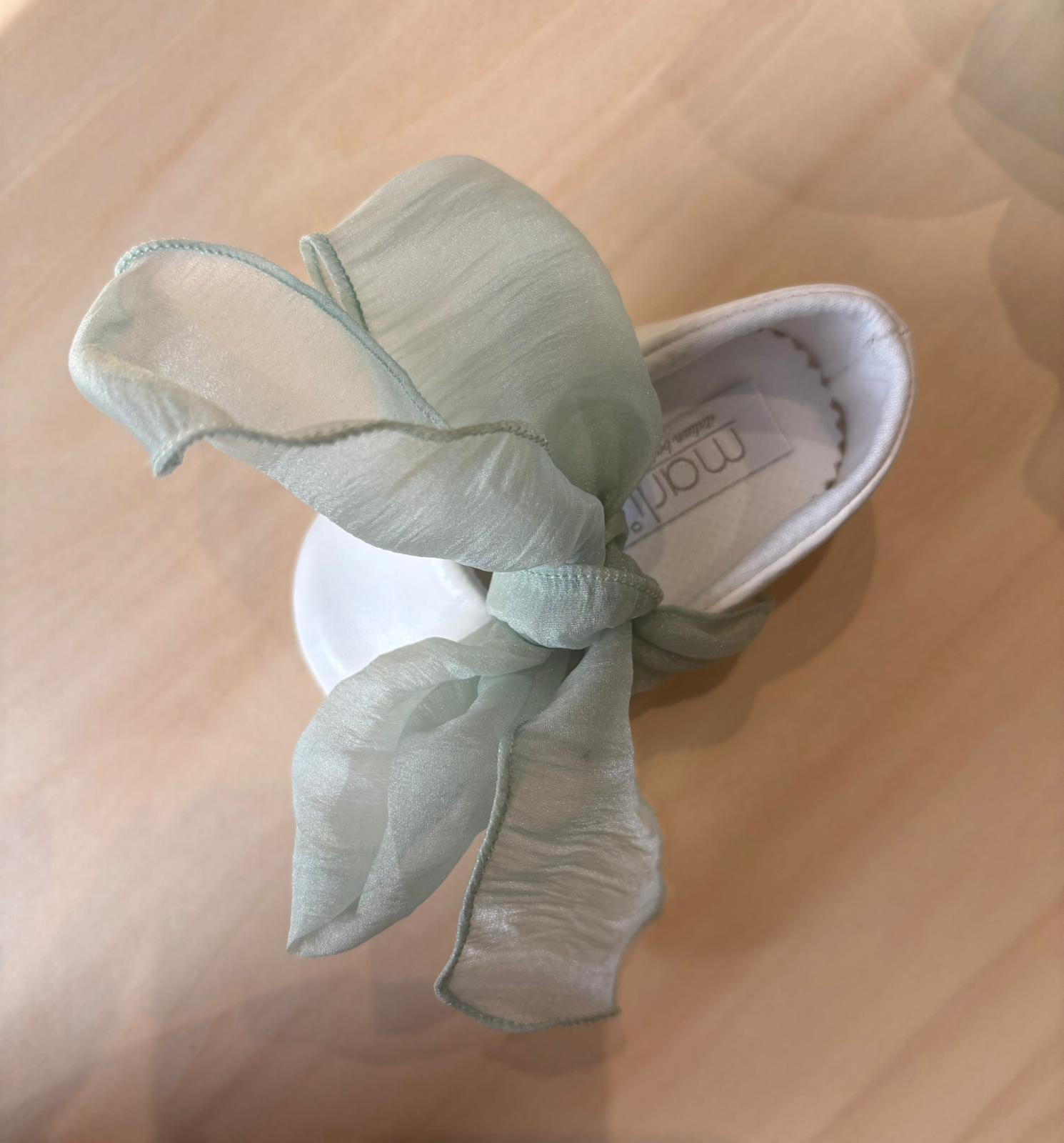 Ballerina Cerimonia con fiocco verde regolabile - Marlù