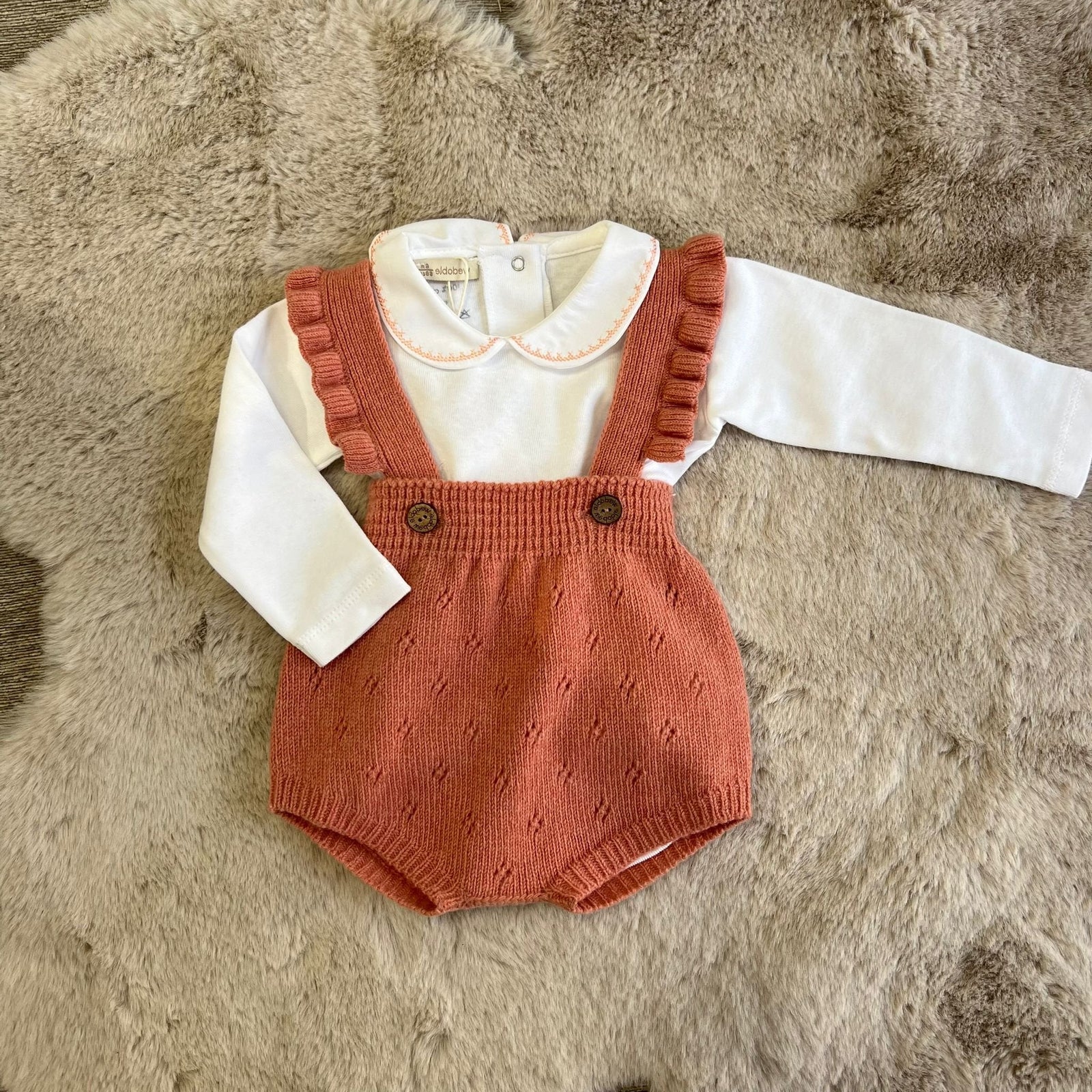 abbigliamento neonato salopette salmone wedoble