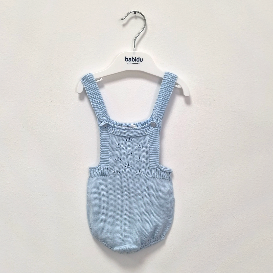 Pagliaccetto bambino in filo azzurro estivo - dalla 6 alla 12 mesi