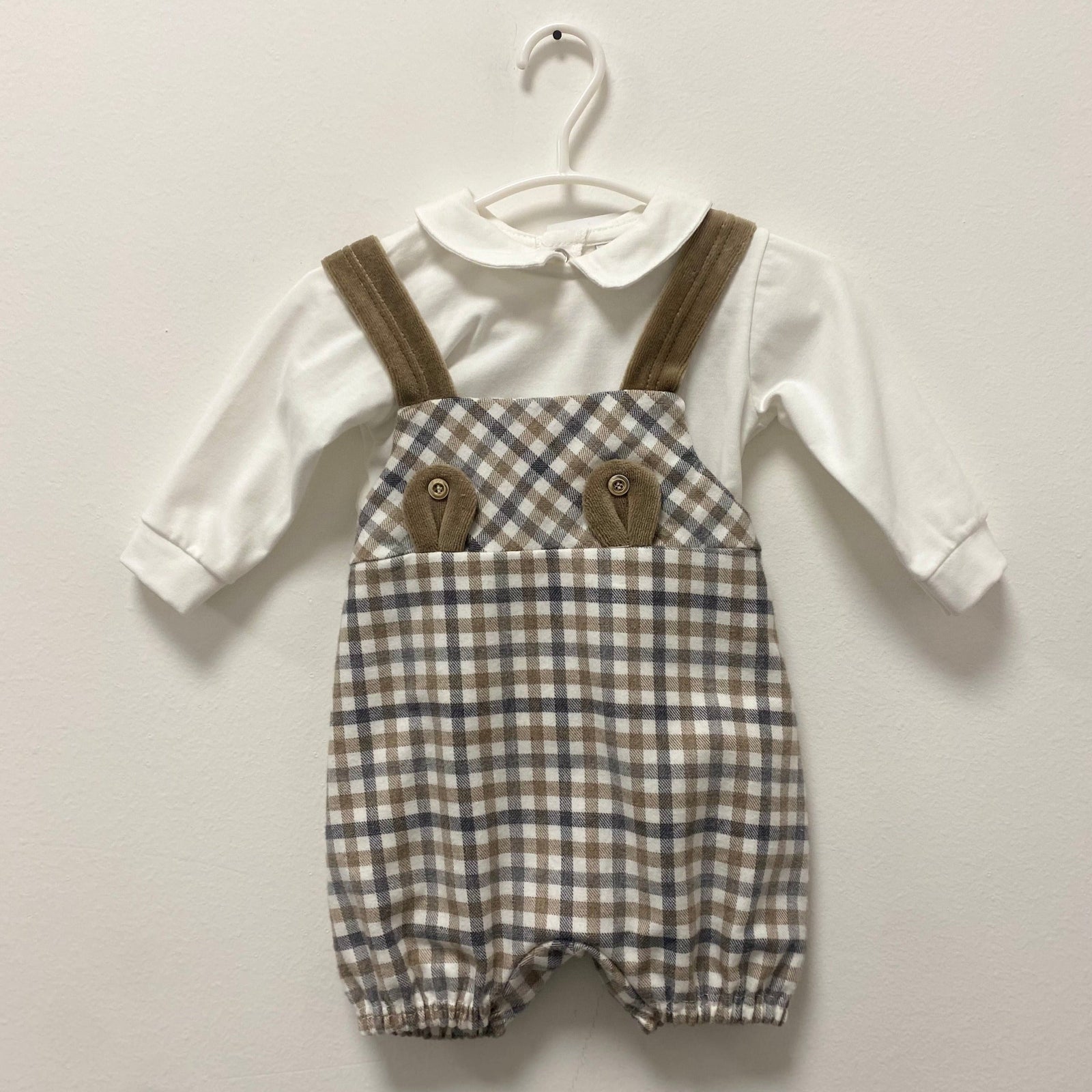 Completino Bimbo Salopette + Maglia in cotone + Babbucce - Dalla 1 mesi alla 3 mesi