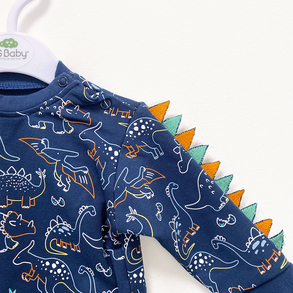 Felpa bambino primavera/estate Blu con Dinosauri - dalla 3 alla 18 mesi