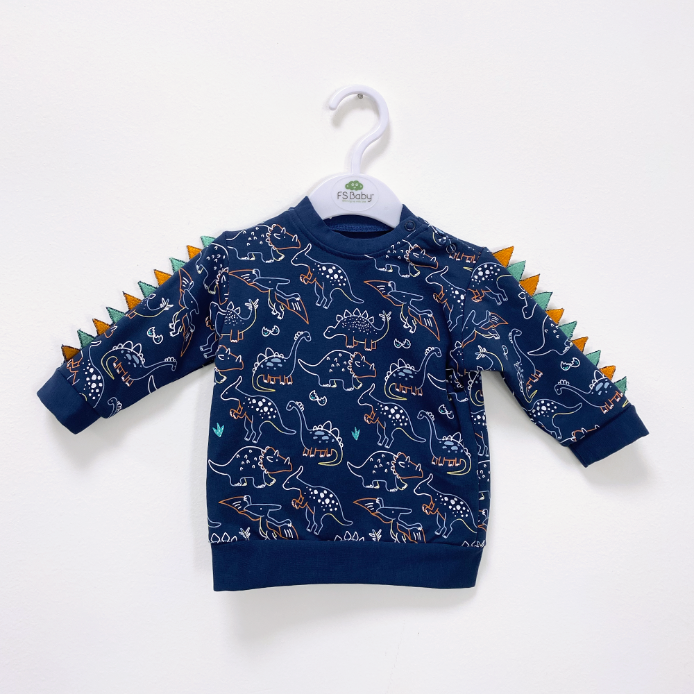 Felpa bambino primavera/estate Blu con Dinosauri - dalla 3 alla 18 mesi