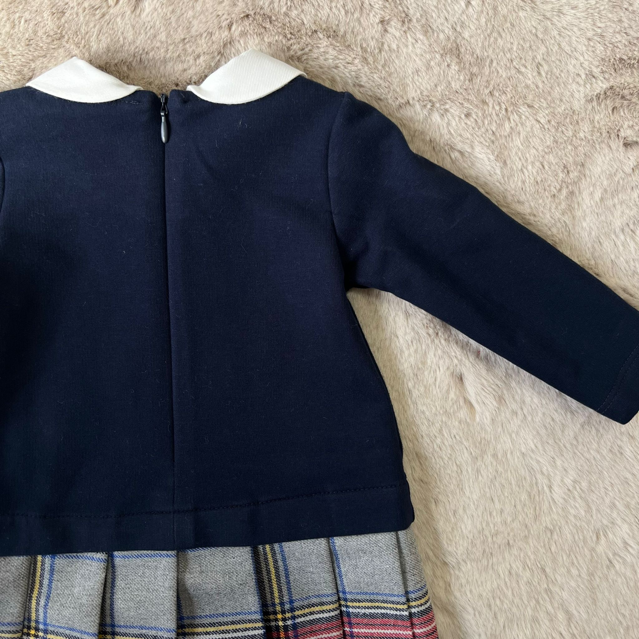 abitino jo milano scozzese blu e rosso con orsetto 9 12 18 mesi 