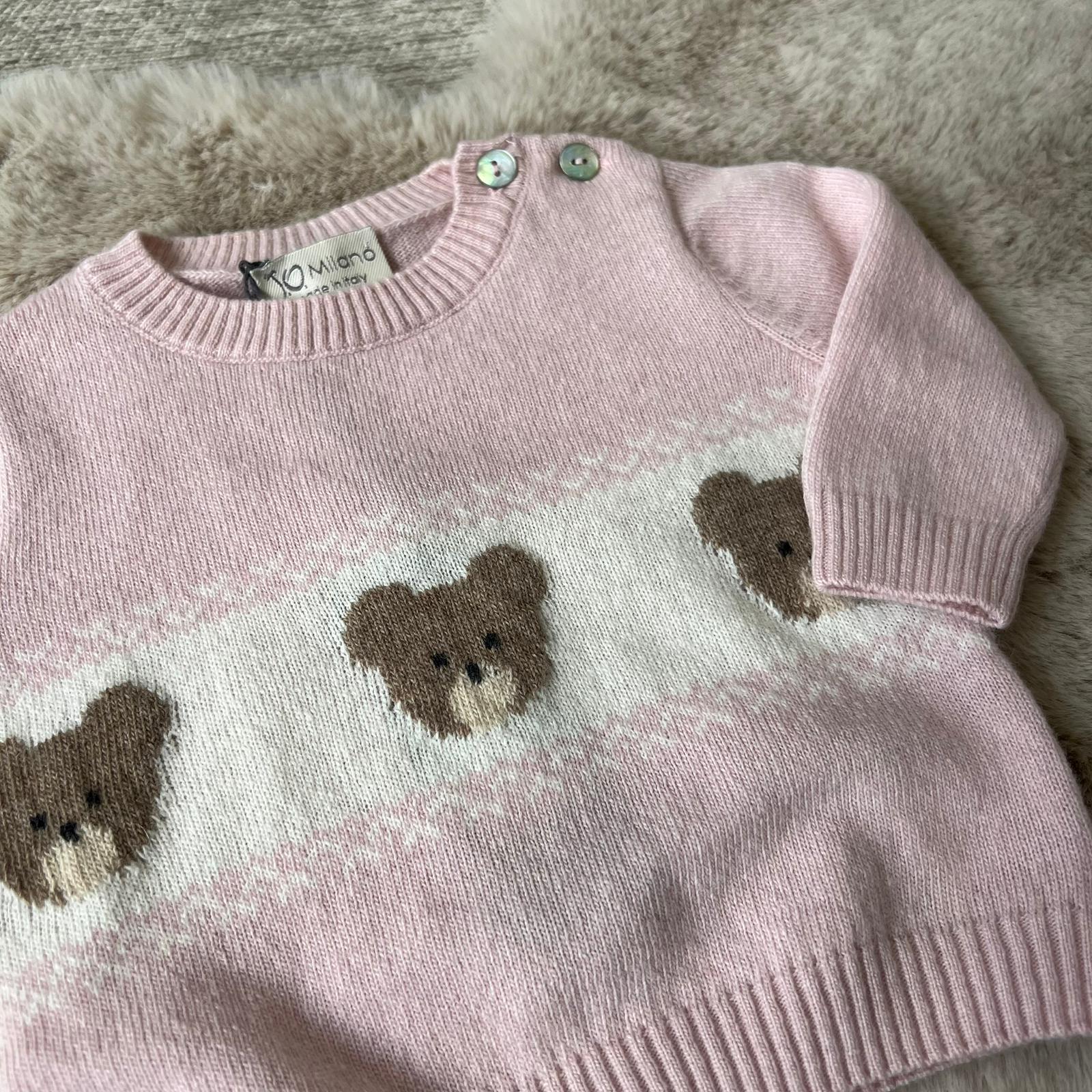abitino rosa con orsetti e gonna in velluto jo milano 