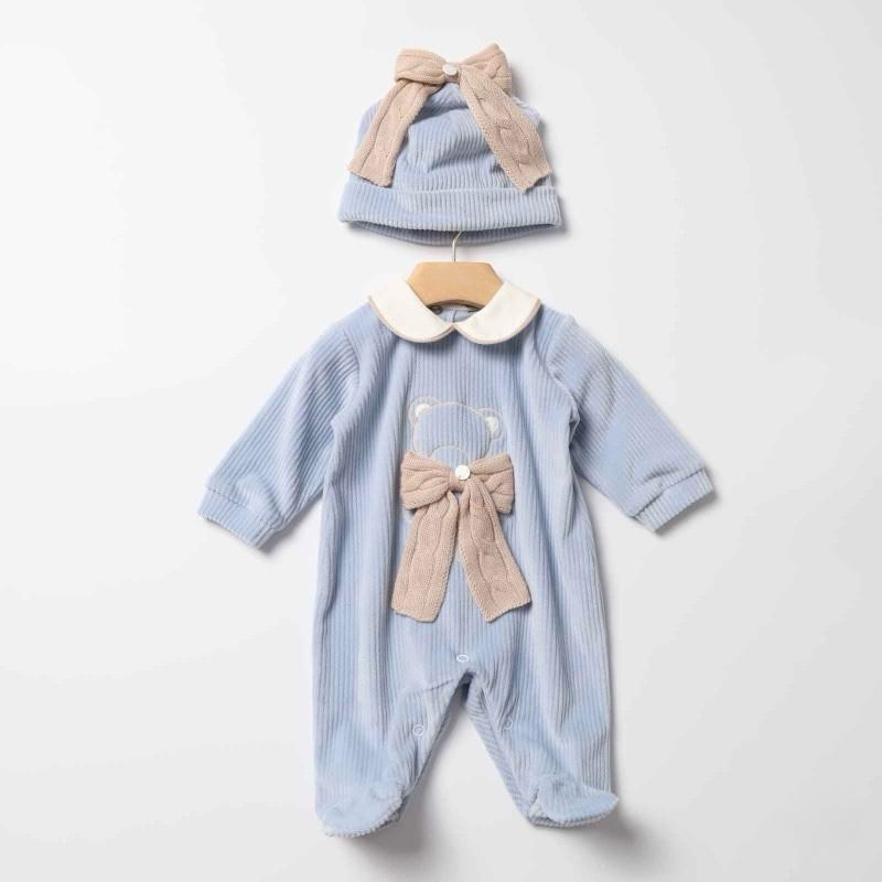 Set Nascita in Ciniglia Azzurro Orsetto e Fiocco - Marlù
