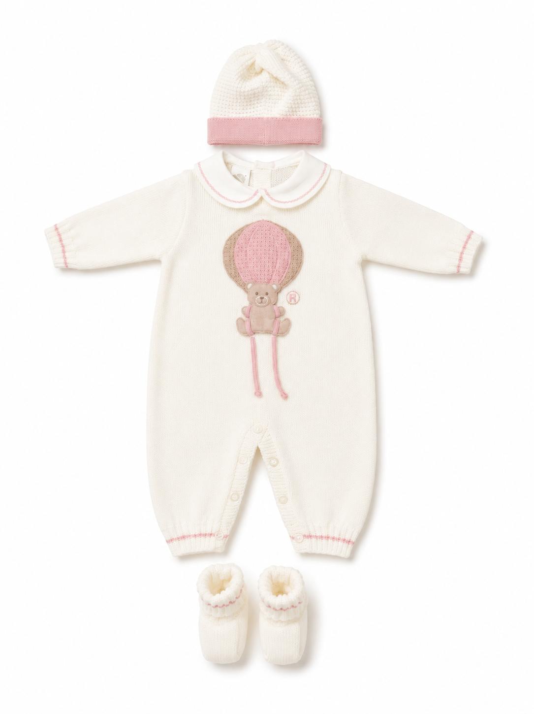 Set Nascita in Lana Mongolfiera Marsala Vaniglia - Marlù