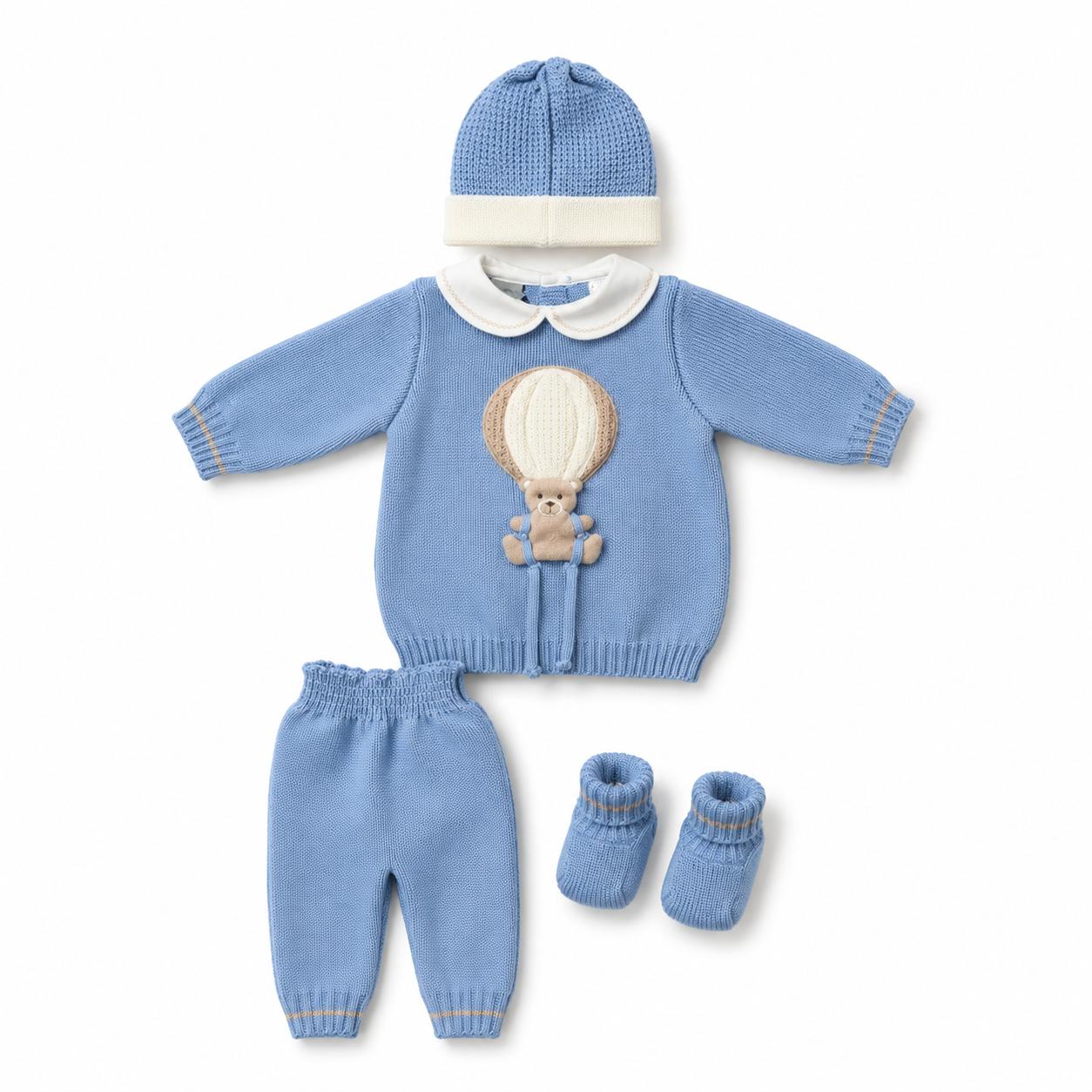 Set Nascita in Lana Mongolfiera Cielo Cammello - Marlù