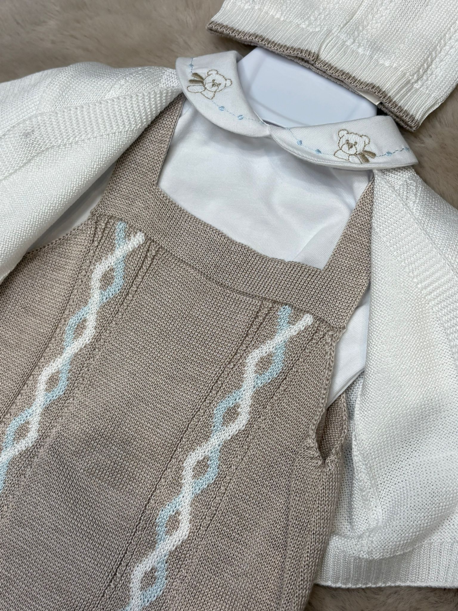 Completo in filo 5Pz con l'azzurro e il tortora - Marlù